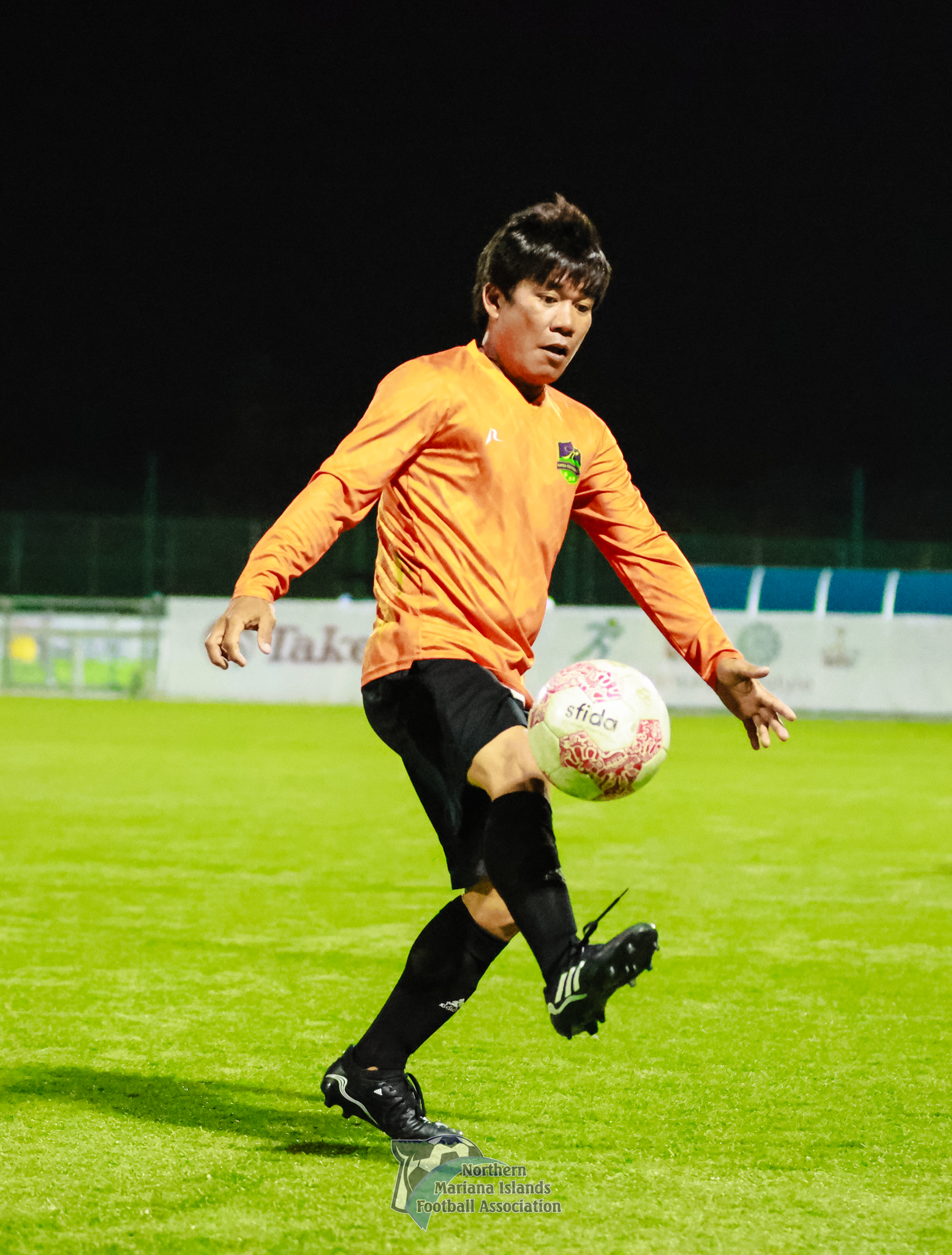Kanoa's Risty Vergara secures the possession during a 2024 Marianas Soccer League 2 game  at the NMI Soccer Training Center in Koblerville. 