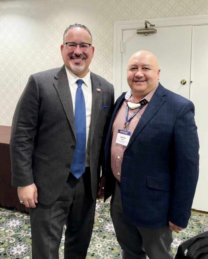 U.S. Secretary of Education Dr. Miguel Angel Cardona and CNMI Public School System Commissioner of Education Dr. Lawrence Fejeran Camacho pose for a photo during the Council of Chief State School Officers meeting held at the nation’s capital this week. Camacho said he had a fruitful conversation with the U.S. education chief, who “is all in for helping the CNMI Public School System.”