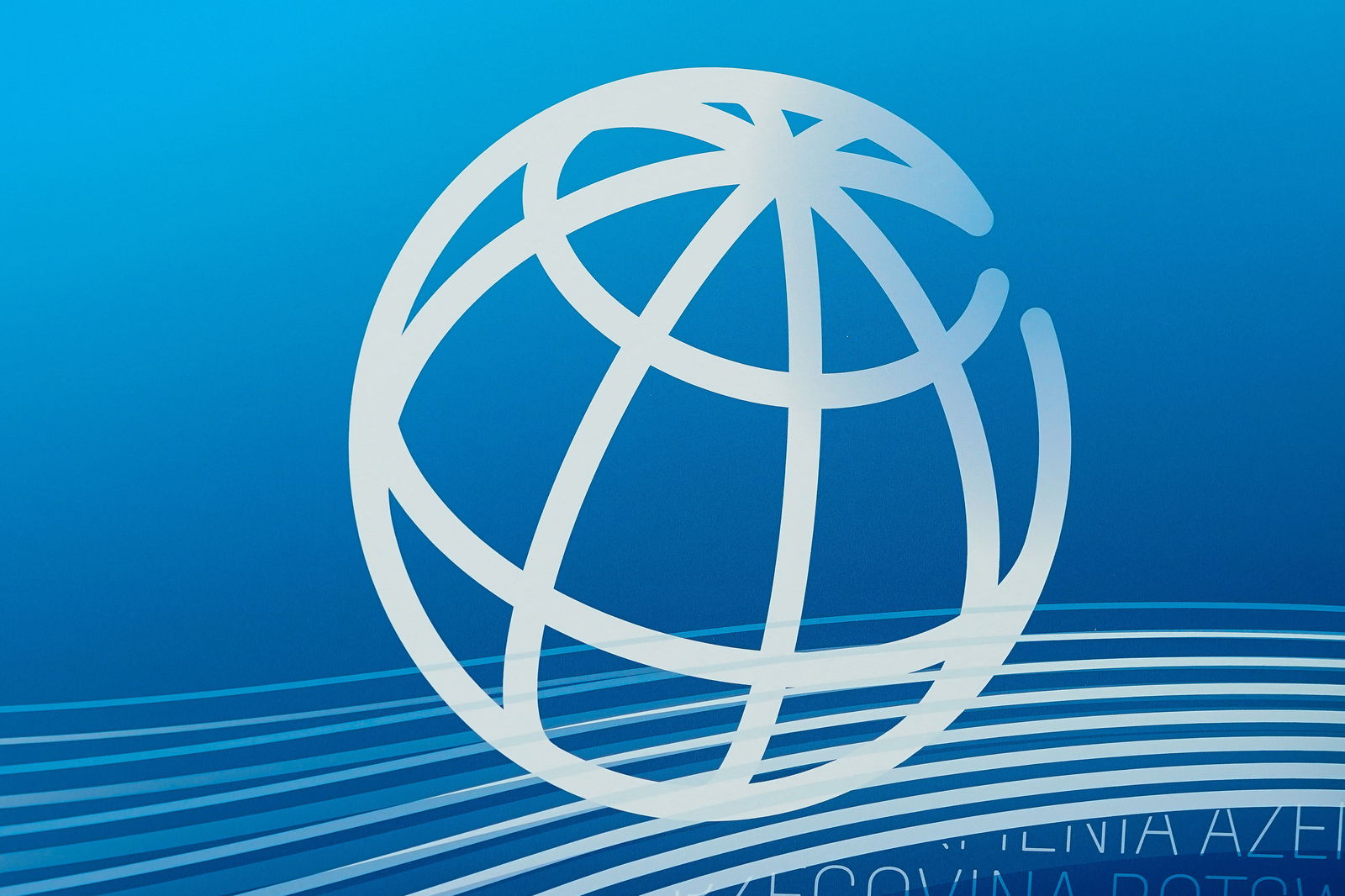 The World Bank logo is seen at the 2023 Spring Meetings of the World Bank Group and the International Monetary Fund in Washington, U.S., April 13, 2023. 