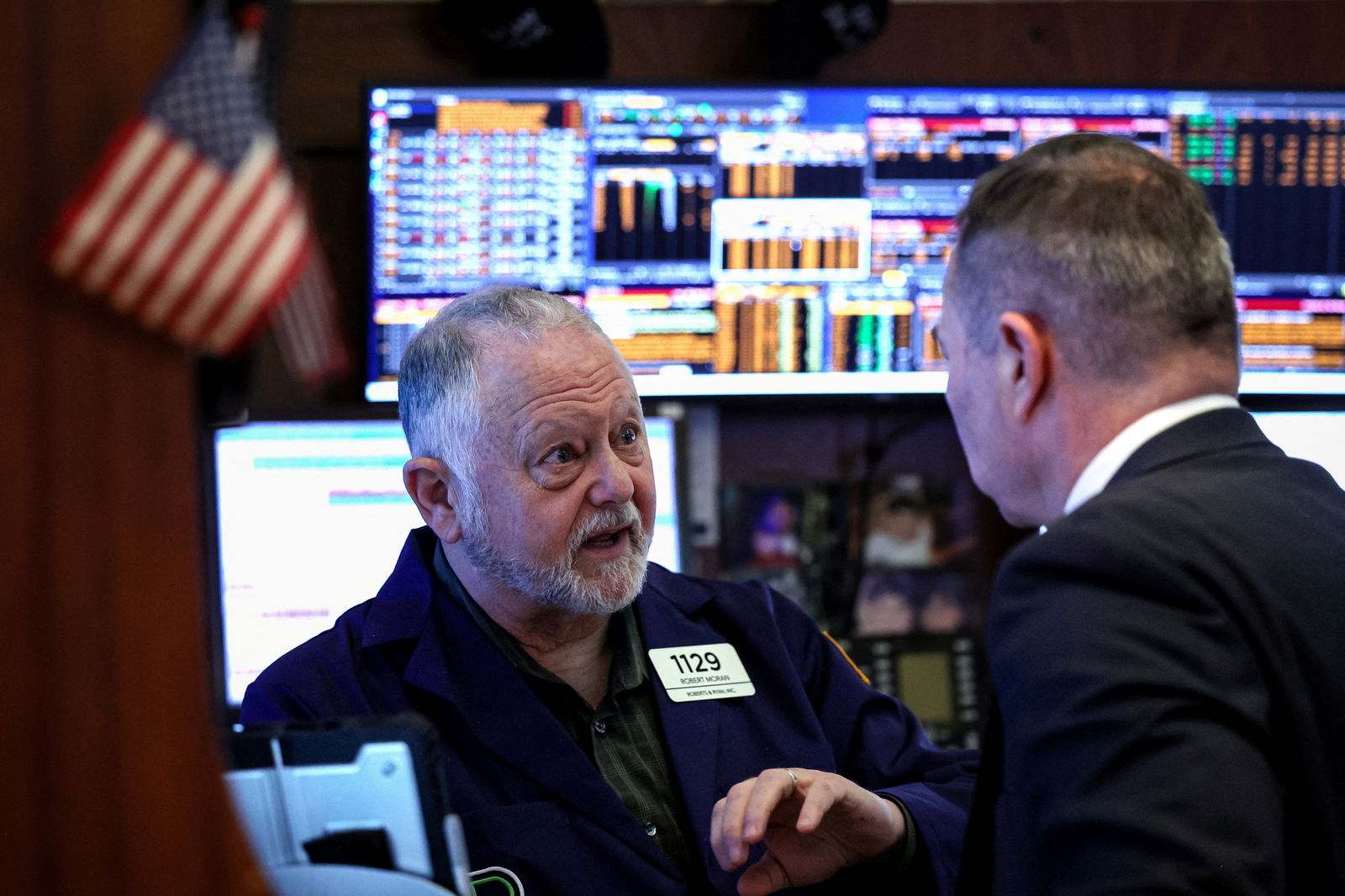 Traders work on the floor at the New York Stock Exchange in New York City, March 7, 2024.