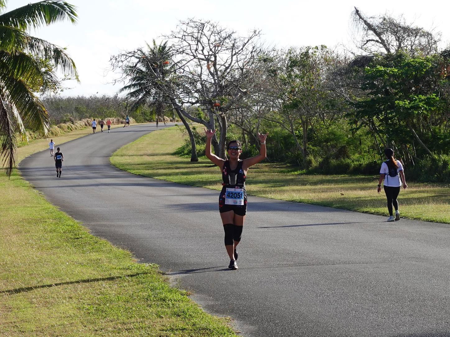 Kathy Ruszala of the Marianas makes her way to an age division top finish in the full marathon course in the Skechers Saipan Marathon 2024 on March 9.