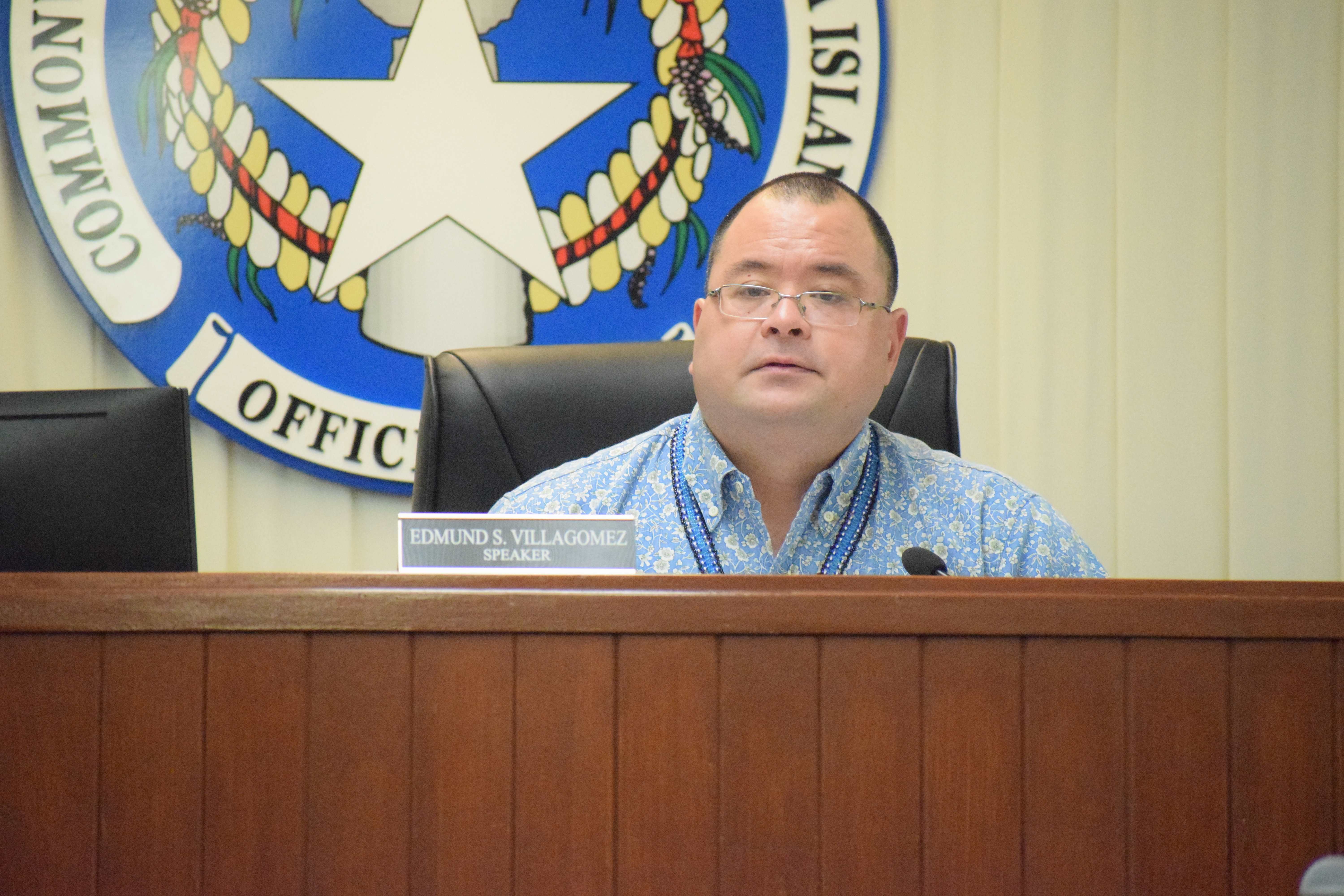 Speaker Edmund S. Villagomez presides over the House emergency session on Thursday.