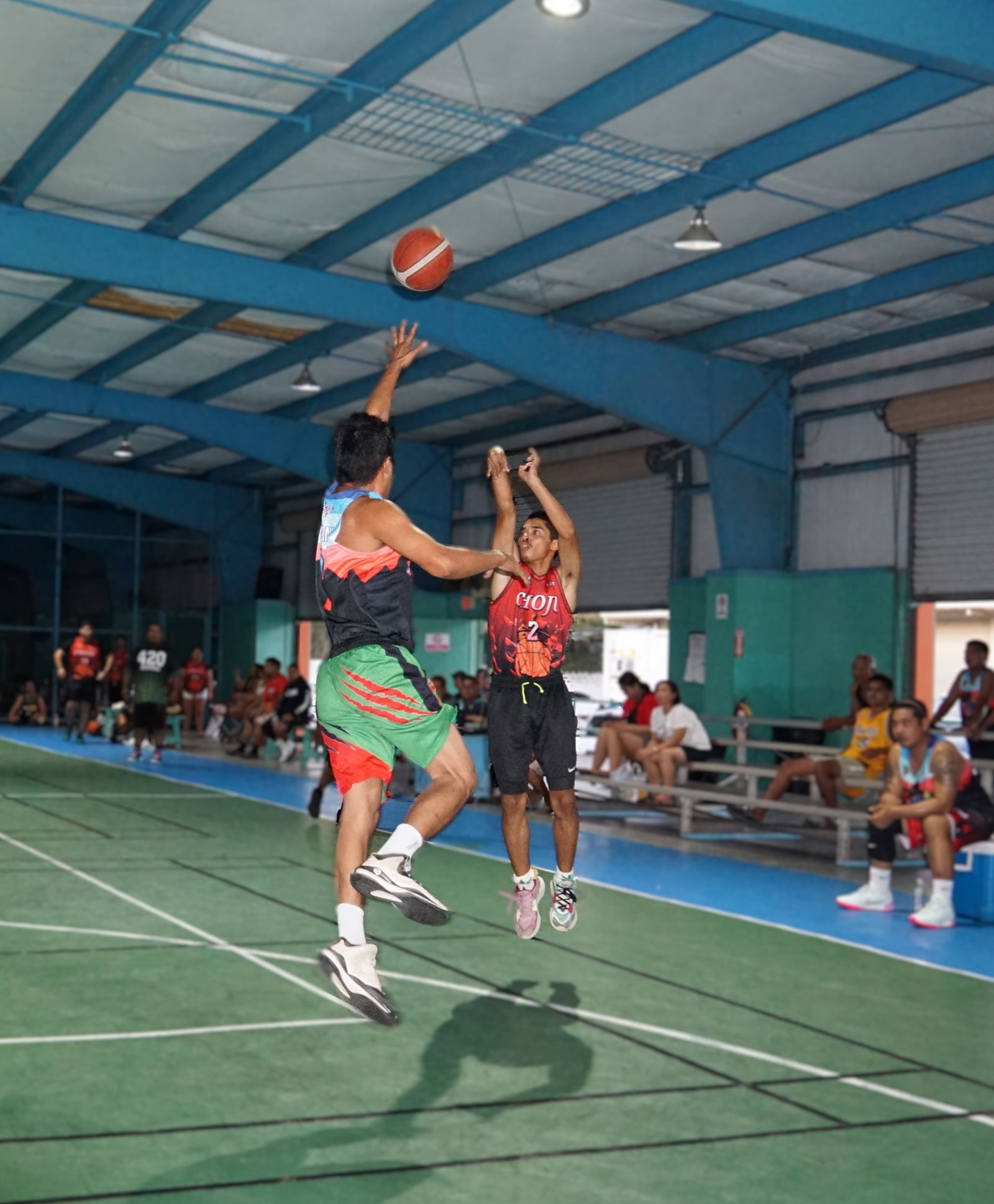 Choju's Gerald Mamis takes the contested three-point shot during a playoff game against Lamesa Kusina in season 2 of the Legends Sports Association Invitational Basketball League at the TSL Sports Complex on Saturday night.