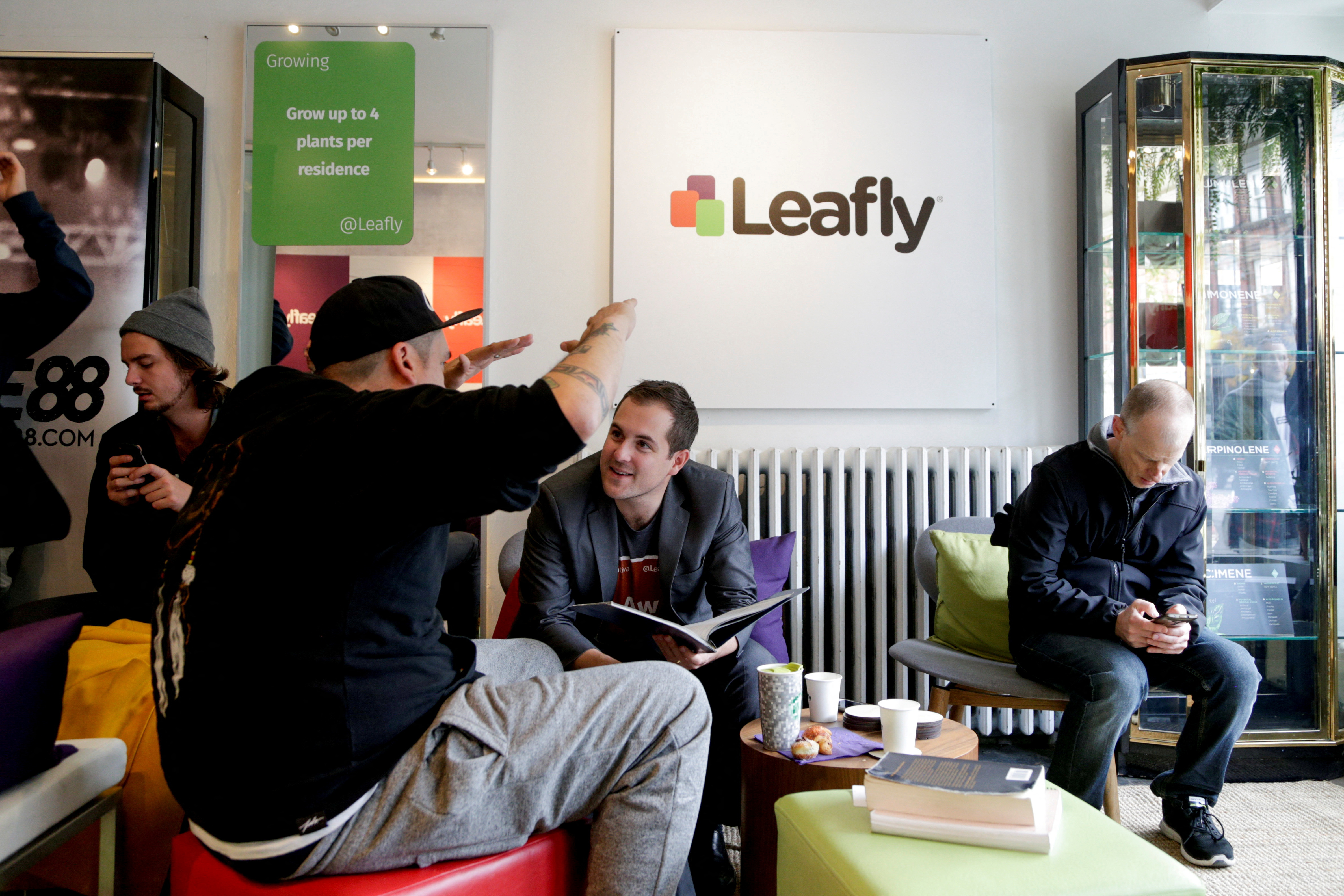 FILE PHOTO: Leafly holds an education pop-up event on the day Canada legalizes recreational marijuana, in Toronto, Ontario, Canada, October 17, 2018. 