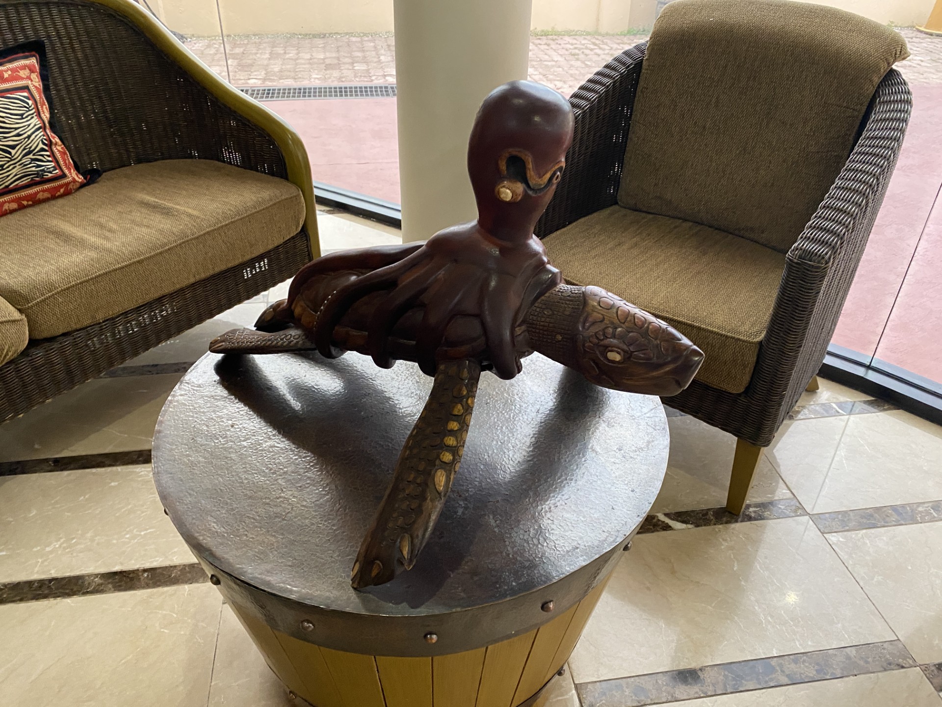 This wood sculpture of an octopus and a turtle decorates Bridge Capital’s Garapan office. It is an example of artwork that could win thousands of dollars for participants in the Bridge Capital Art Contest, which has extended its deadline to April 12.