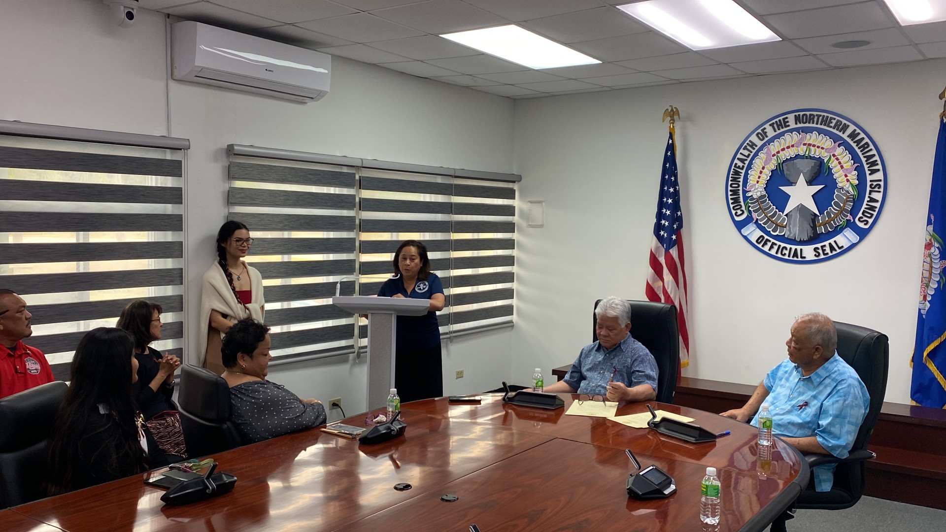Dr. Angelica Sabino speaks during the Oral Cancer Awareness Month proclamation signing.