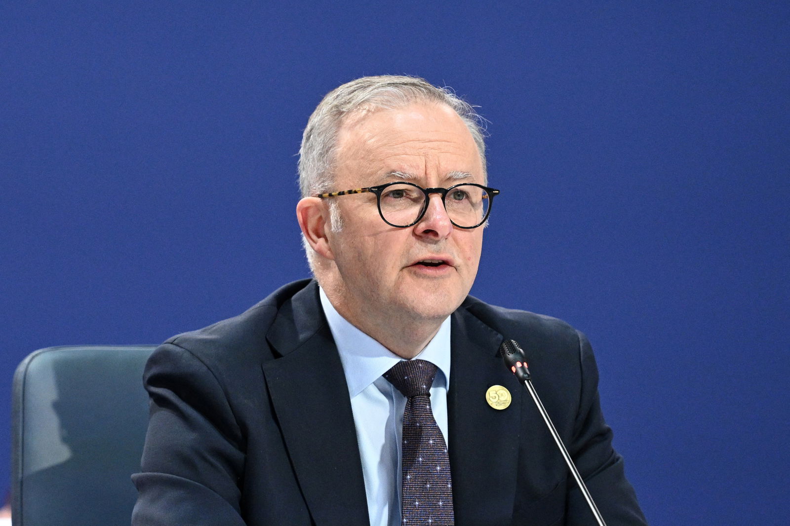 FILE PHOTO: Australian Prime Minister Anthony Albanese gives an address to the Leaders’ Plenary during the 2024 ASEAN-Australia Special Summit at the Melbourne Convention and Exhibition Centre in Melbourne, Australia, March 6, 2024. 