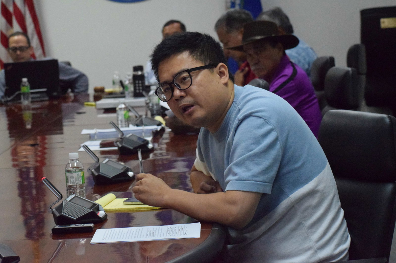 Imperial Pacific International Director Howyo Chi speaks during the revocation hearing in the governor's conference room on March 1, 2024.