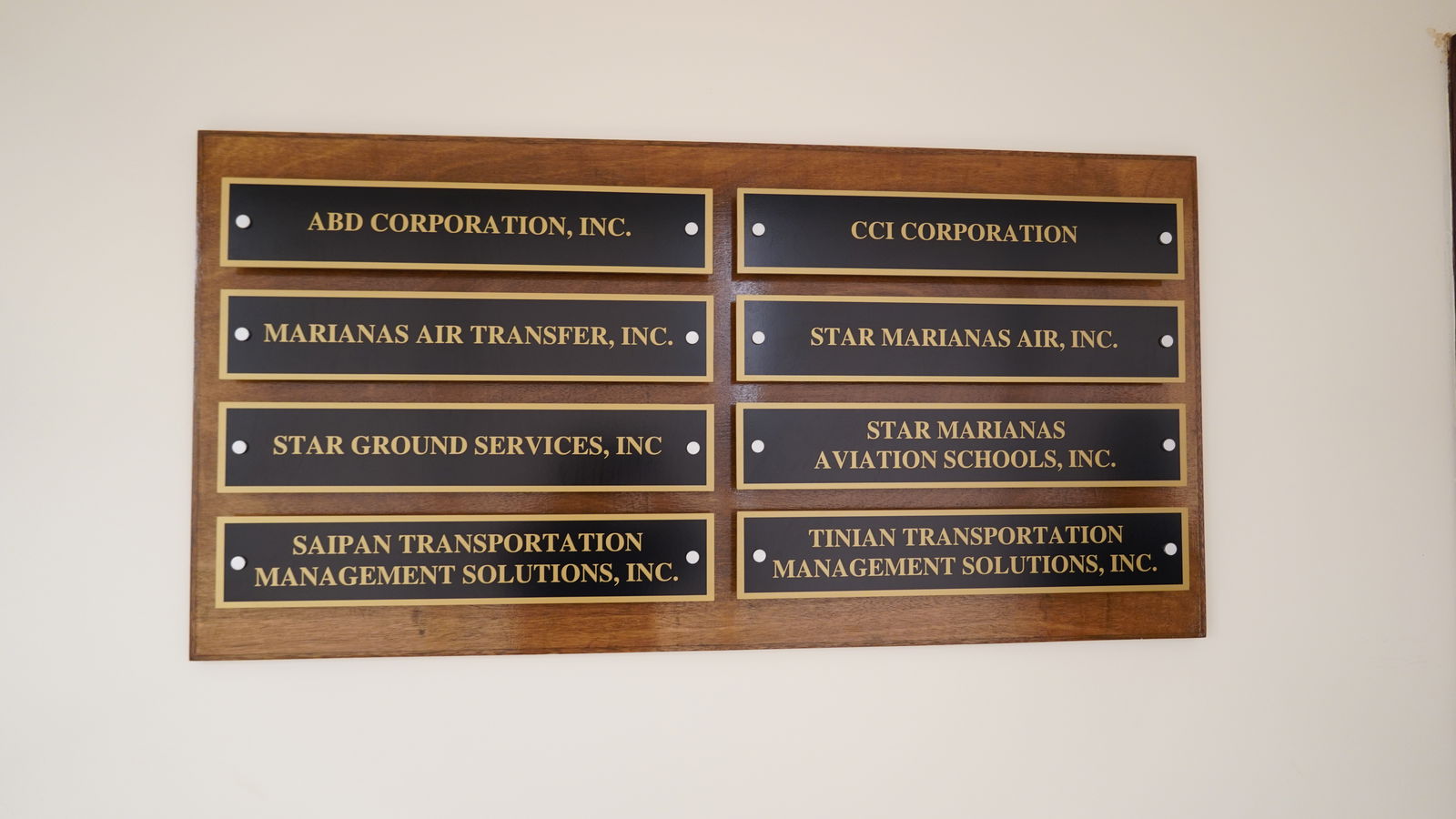 List of SMA's sister companies outside their conference room.