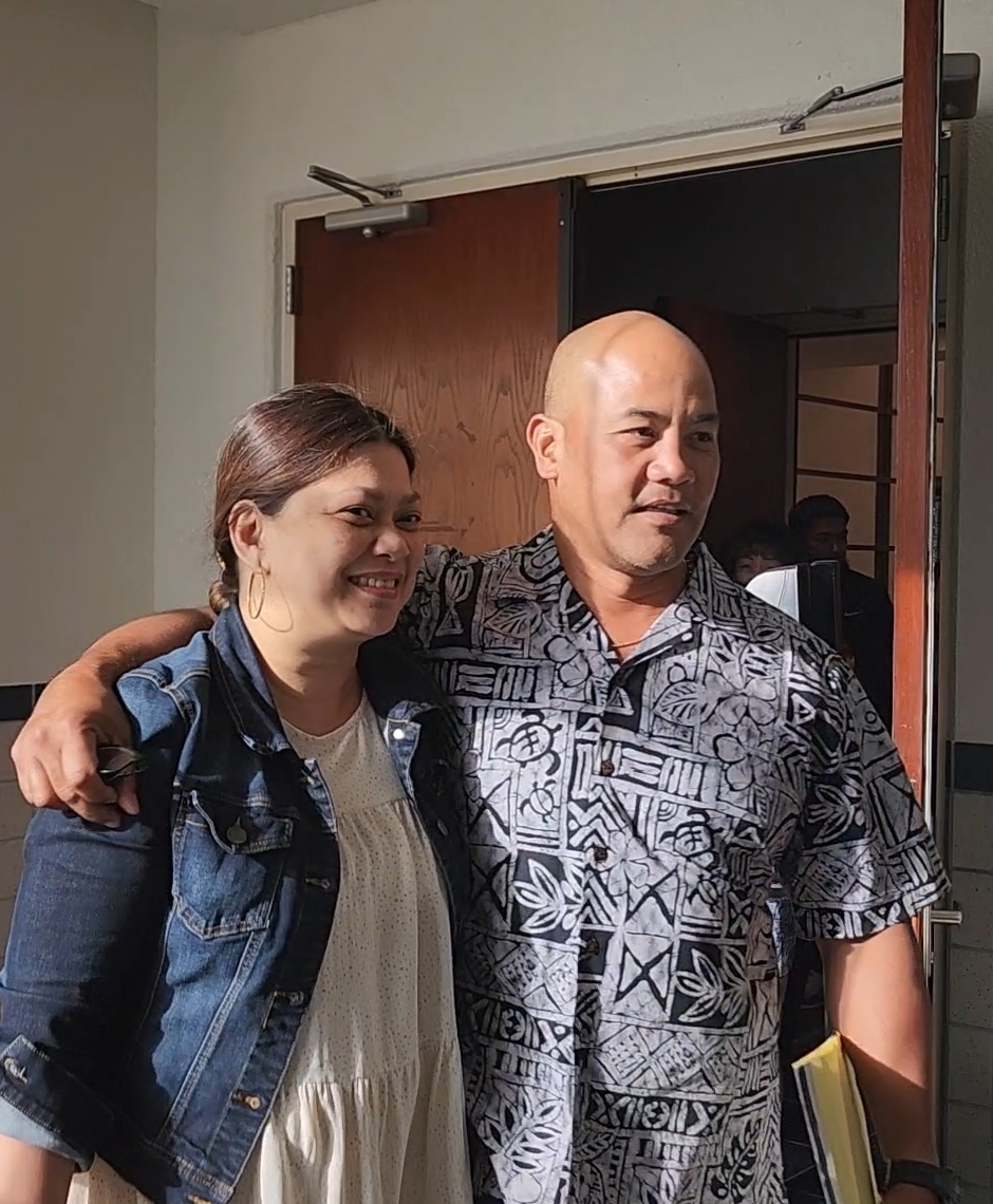Nick Masga Reyes and his wife leave the courtroom afternoon after a judge acquitted him of all charges.