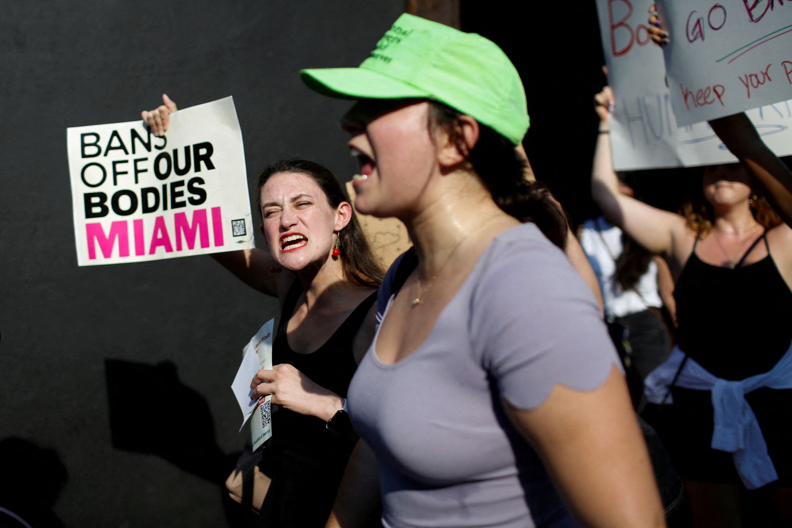 FILE PHOTO: An abortion rights protester holds a sign as she demonstrates after the U.S. Supreme Court ruled in the Dobbs v Women's Health Organization abortion case, overturning the landmark Roe v Wade abortion decision in Miami, Florida, U.S. June 24, 2022. 