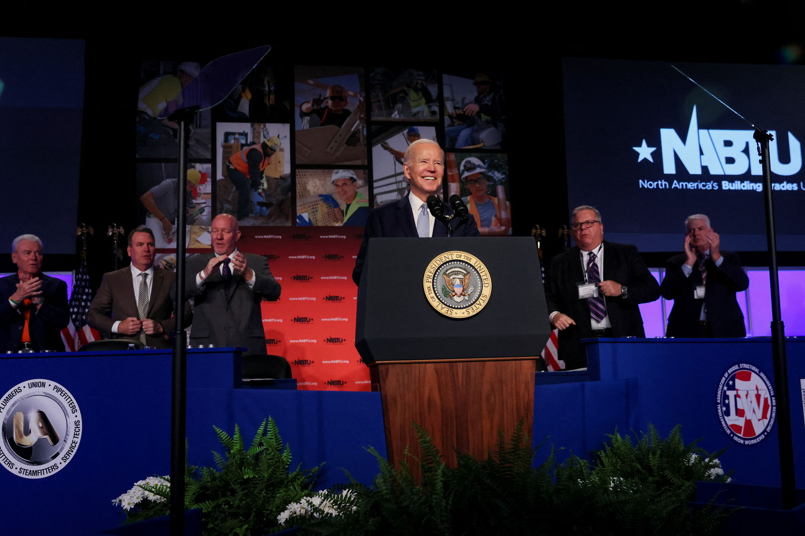 President Joe Biden delivers remarks at North America's Building Trades Unions Legislative Conference at the Washington Hilton, Washington D.C, April 25, 2023.