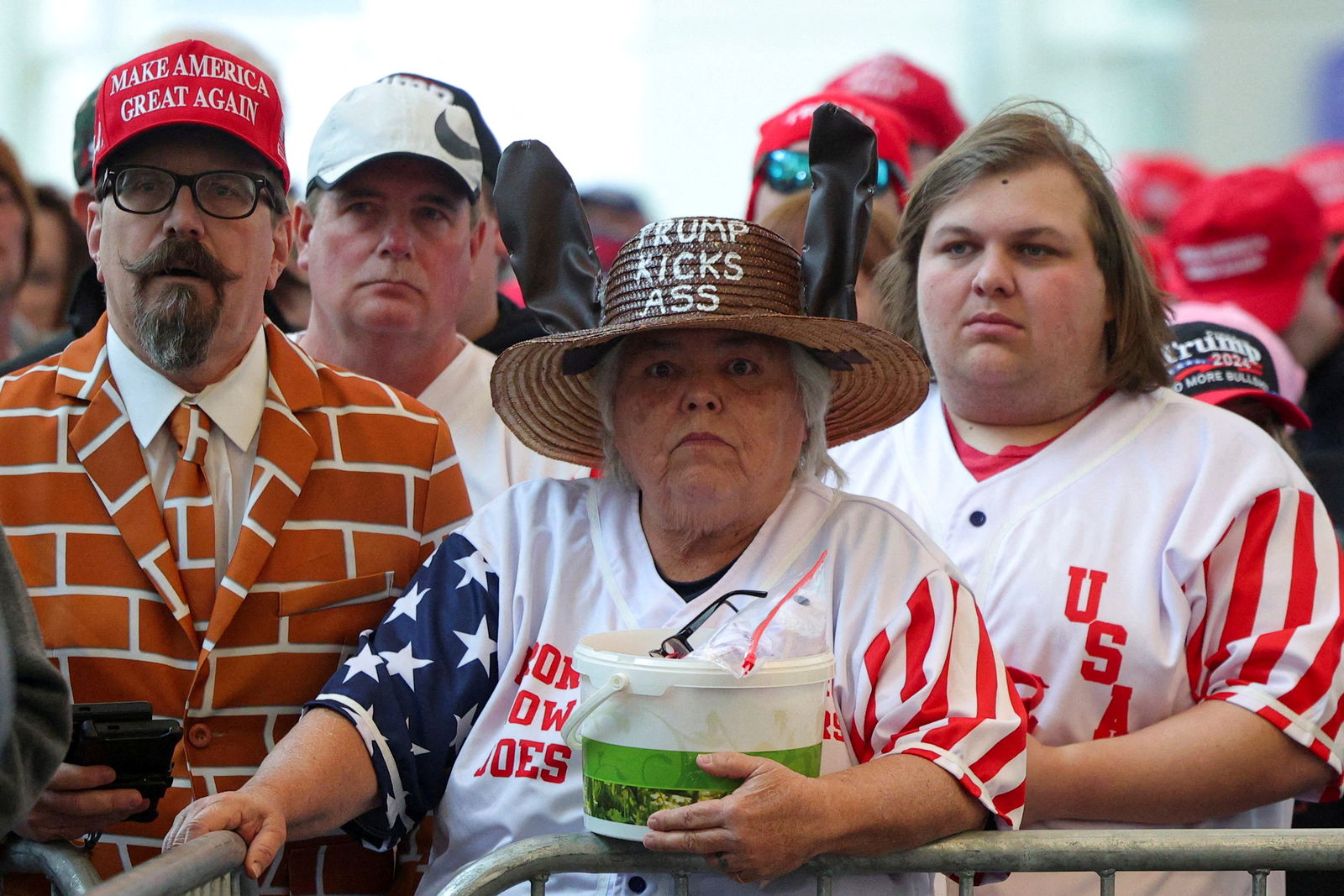 Supporters of Republican presidential candidate and former U.S. President Donald Trump attend a campaign rally in Green Bay, Wisconsin, U.S., April 2, 2024. 