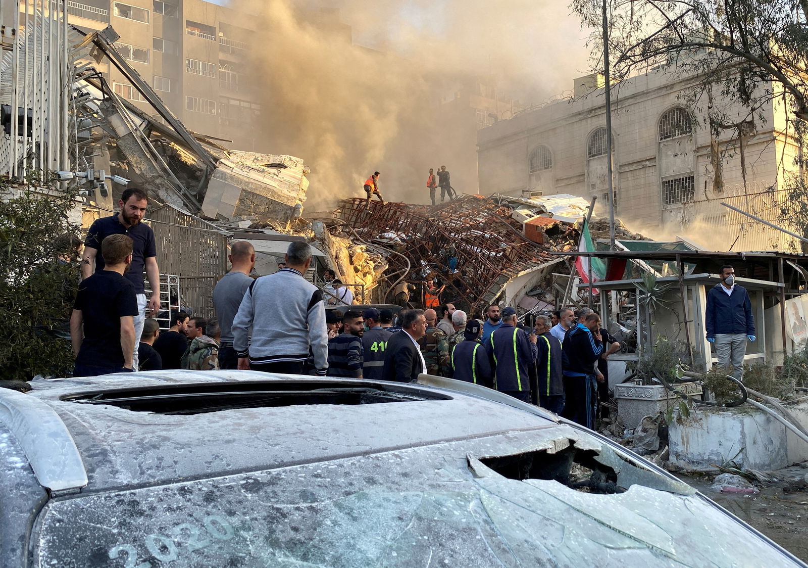 Smoke rises after what the Iranian media said was an Israeli strike on a building close to the Iranian embassy in Damascus, Syria April 1, 2024. 