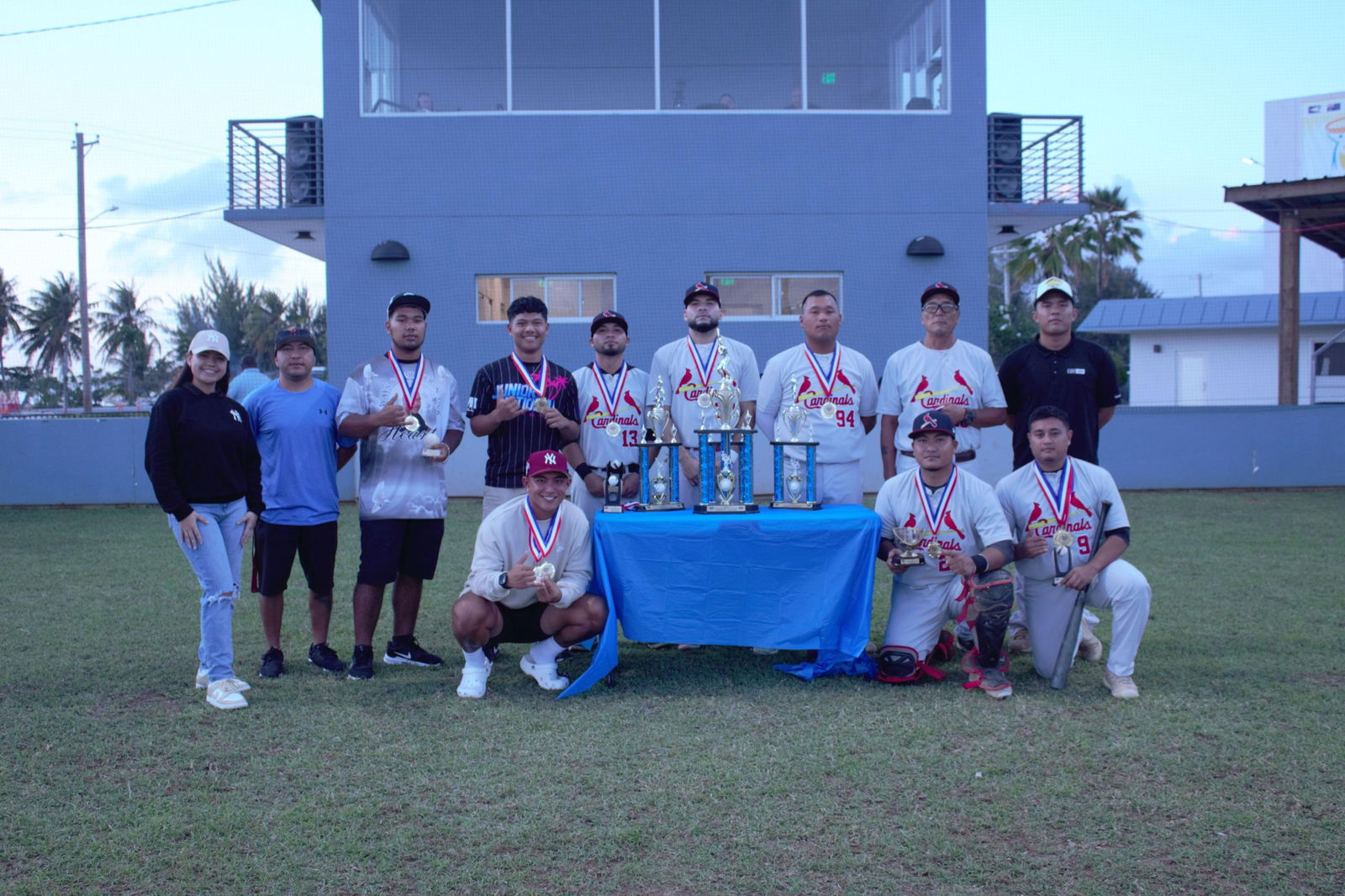 The individual awardees of the 2023 Tan Holdings Saipan Baseball League pose for a group photo with their medals.
