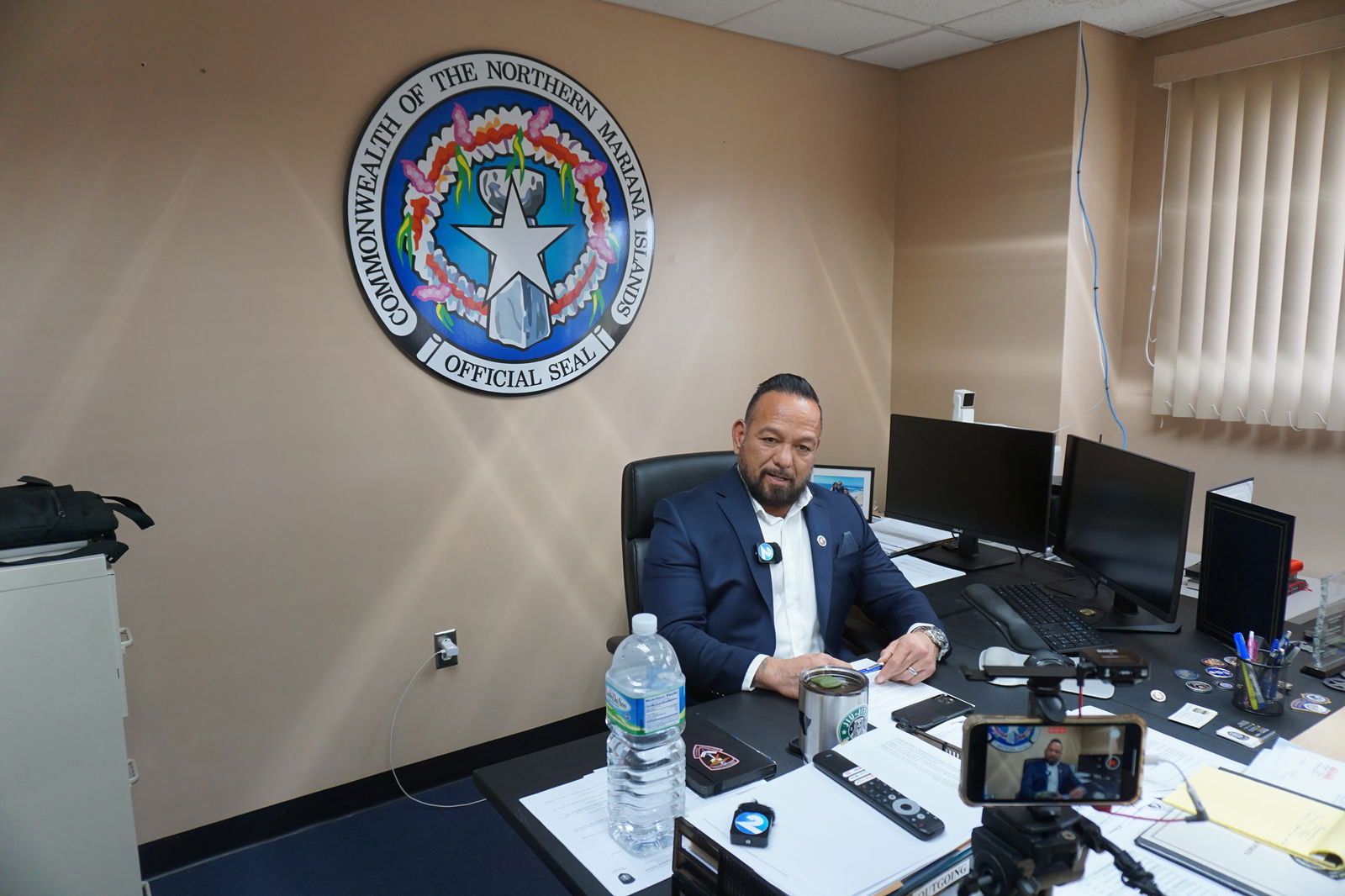 Corrections Commissioner Anthony Torres speak to the media during a press conference on Friday, April 12.