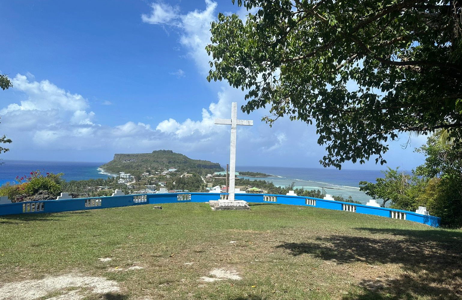 The Songsong Village Lookout in Rota receives a new paint job from the Marianas Visitors Authority in April 2024.