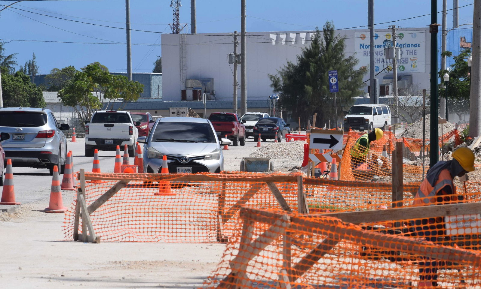 Vehicles pass by a construction site on Beach Road, Tuesday last week.
