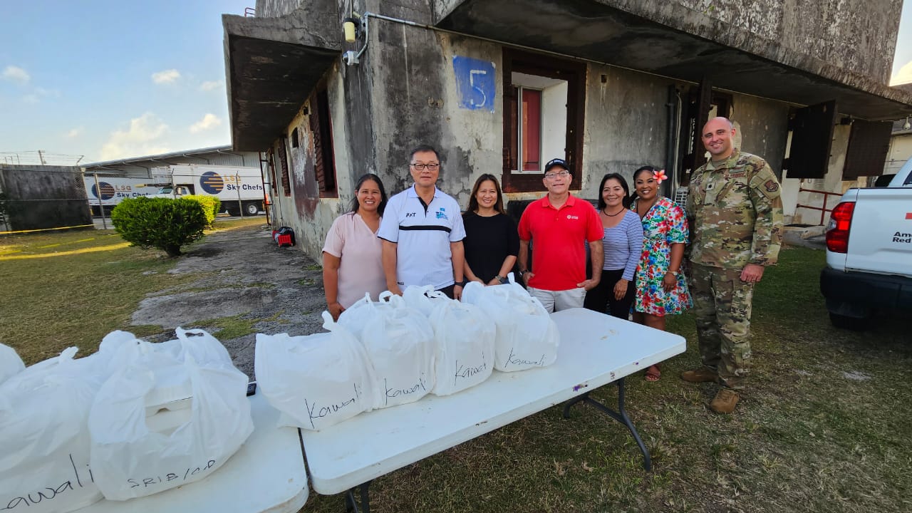 From left, Catherine Attao, Tan Holdings vice president of community relations; Jerry Tan, Tan Holdings President & CEO; Merlie Tolentino, Tan Siu Lin Foundation executive director; John Hirsh, American Red Cross-NMI Chapter executive director), Glenna Sakisat-Palacios; Lt. Col. Logan Sutton; and Shirlene Ostrov.
