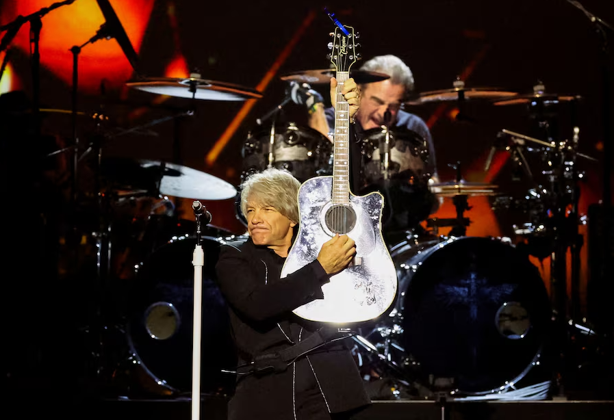Jon Bon Jovi performs on stage during the MusiCares Person of the Year Gala in Los Angeles, California, Feb. 2, 2024.
