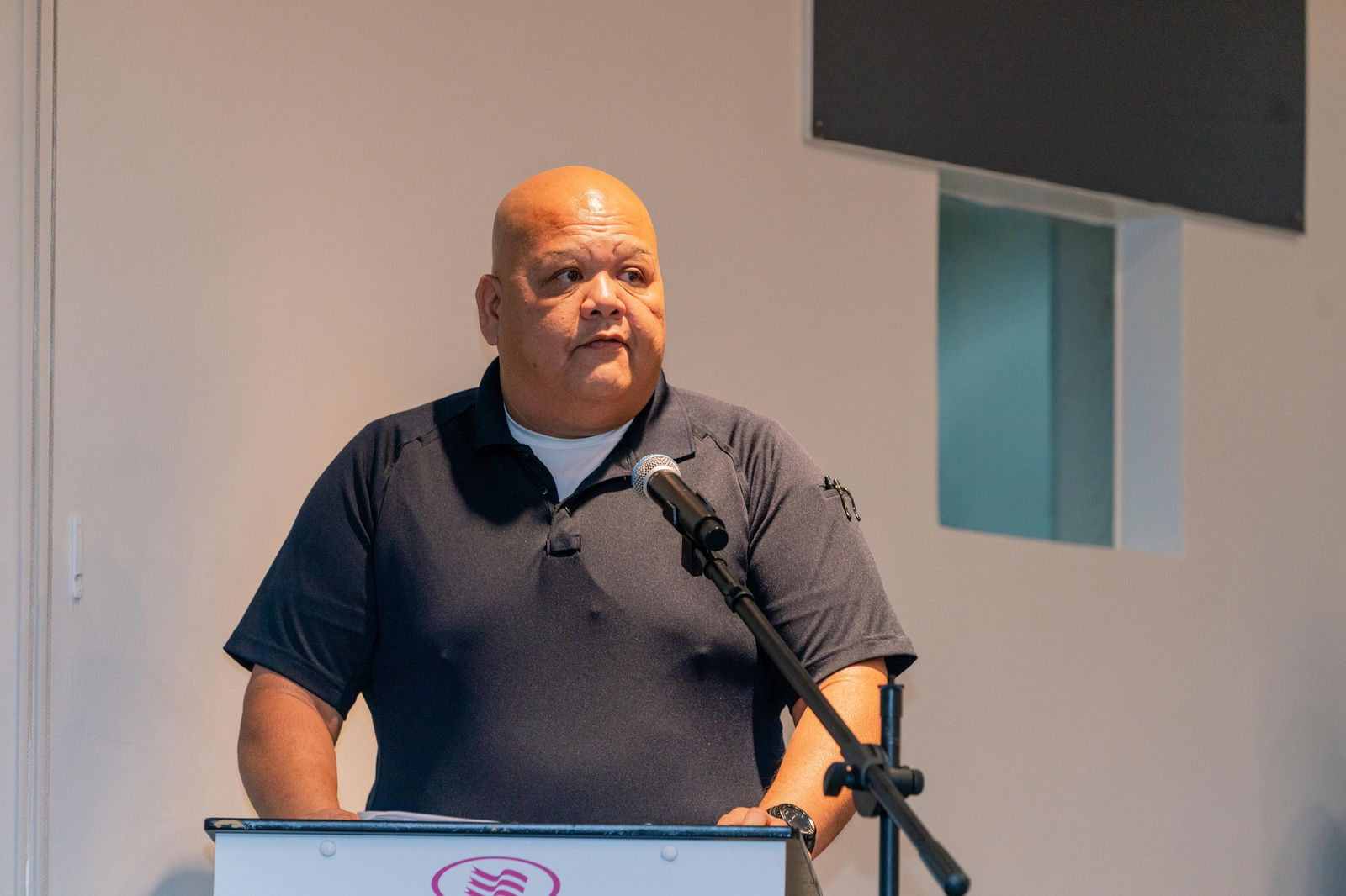 Department of Public Safety Commissioner Anthony I. Macaranas delivers his remarks during the Customs and Biosecurity Week proclamation signing ceremony at the Crowne Plaza Resort last week.