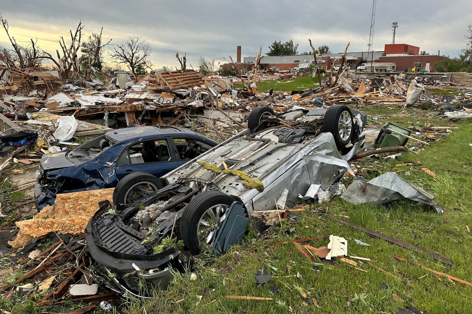 Damage is seen outside of the Adair County Health System hospital which was evacuated after a tornado struck the day prior, in Greenfield, Iowa, May 22, 2024.