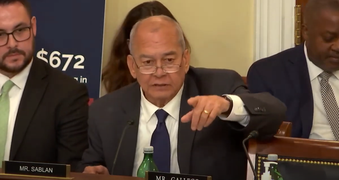 U.S. Congressman Gregorio Kilili Camacho Sablan gestures while speaking during a U.S.  House Subcommittee on Indian and Insular Affairs hearing on Wednesday, May 8, 2024 in Washington, D.C.