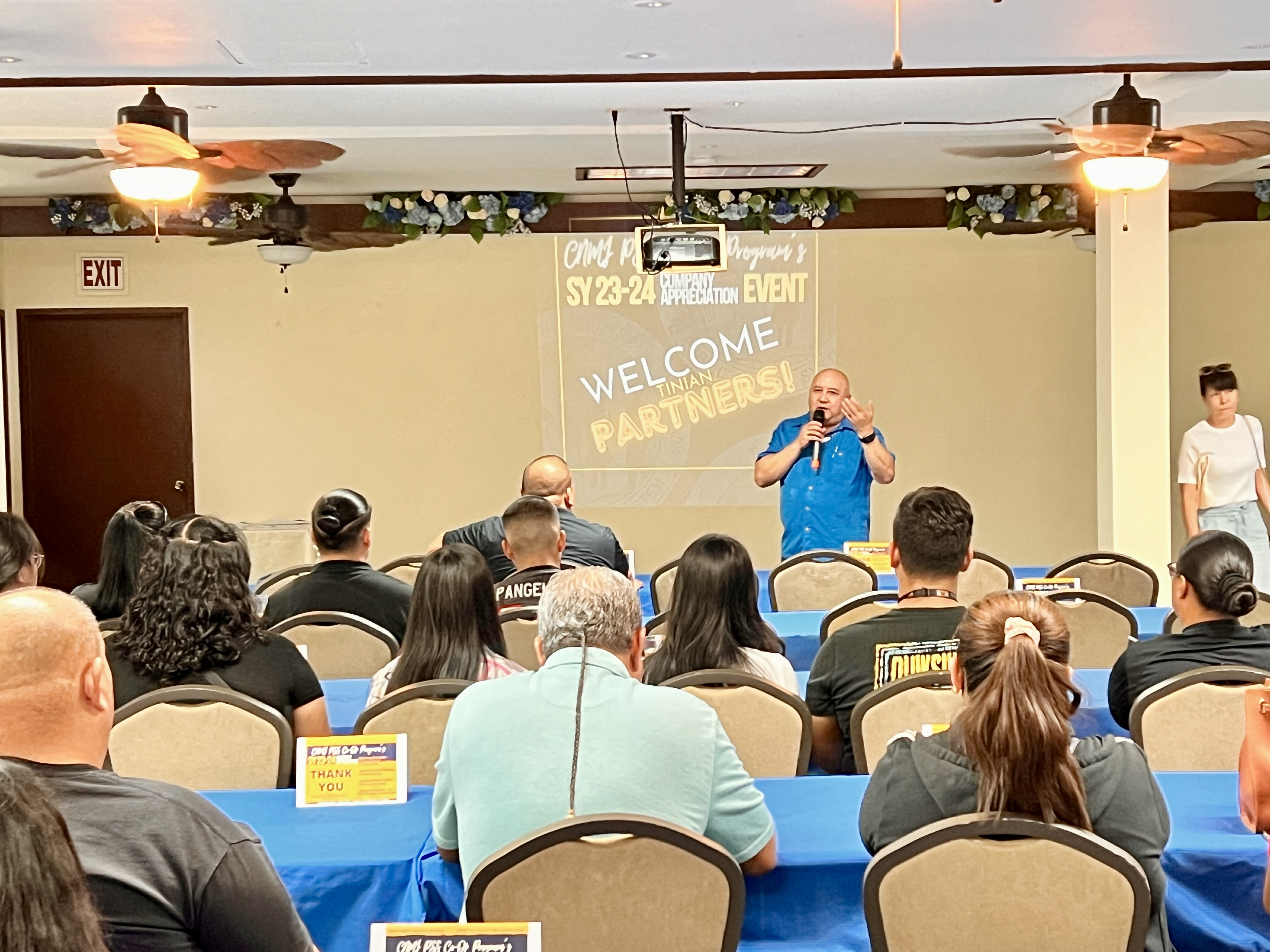 Commissioner of Education Dr. Lawrence F. Camacho thanks PSS’ Cooperative Education Program partners.