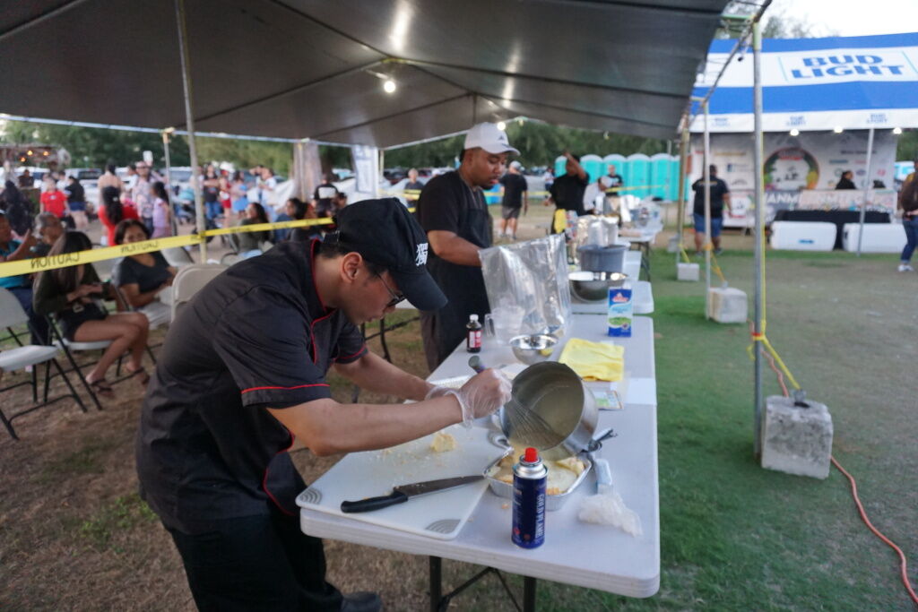 Zyrhone Gapor and Frankie Ramon are hard at work at their station during the lantiyas competition.