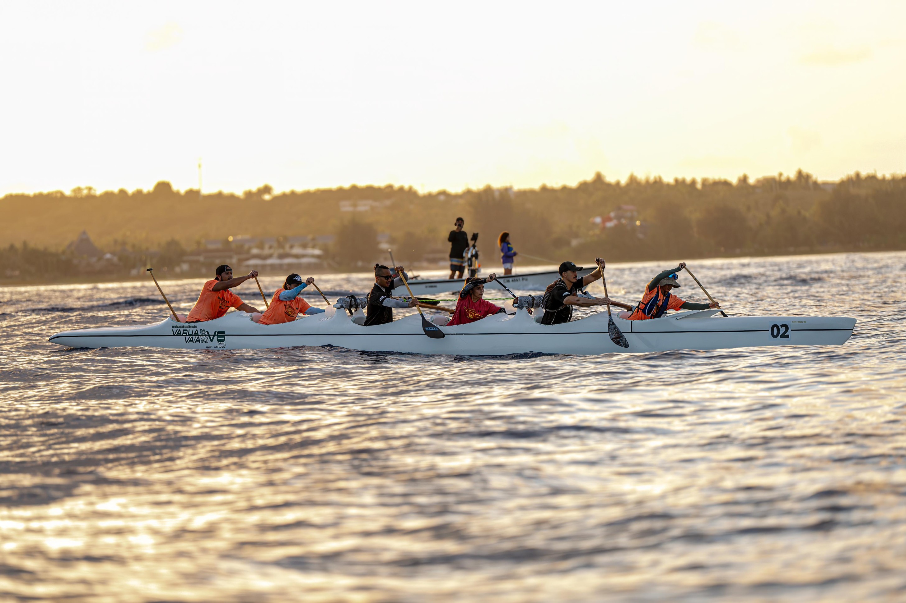 A mixed crew of paddlers makes their way to Tinian on the morning of May 4