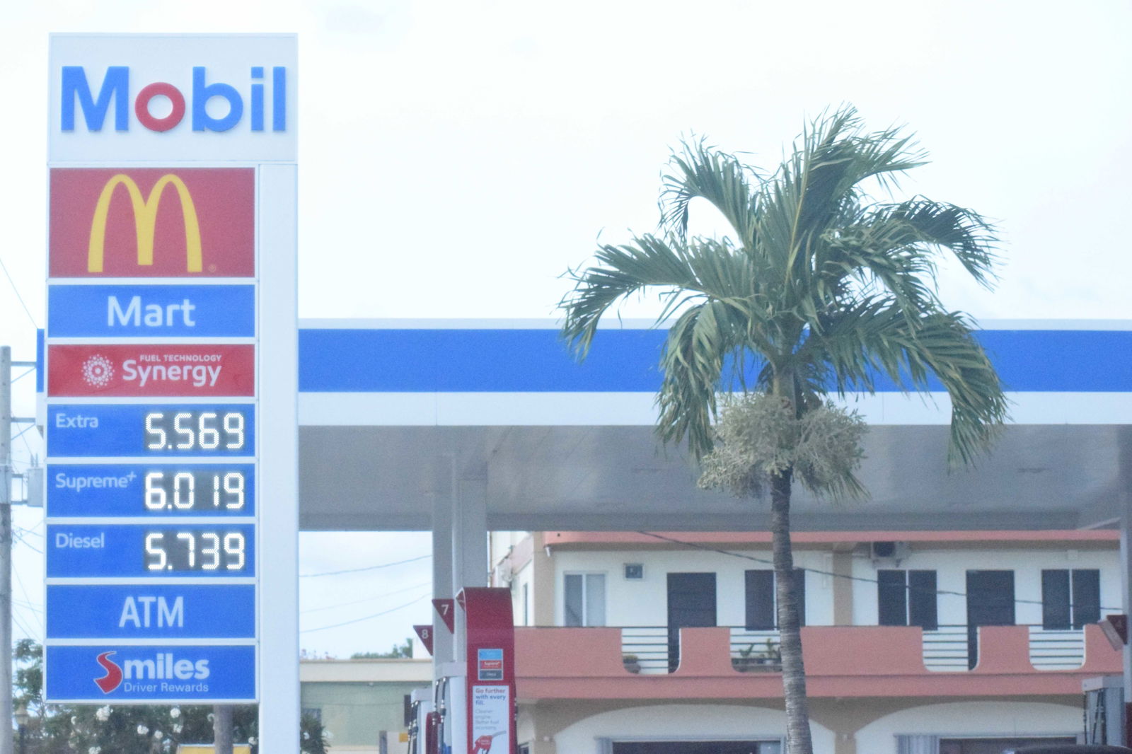 Mobil Oil Marianas on Beach Road in Garapan displays its prices on Tuesday.