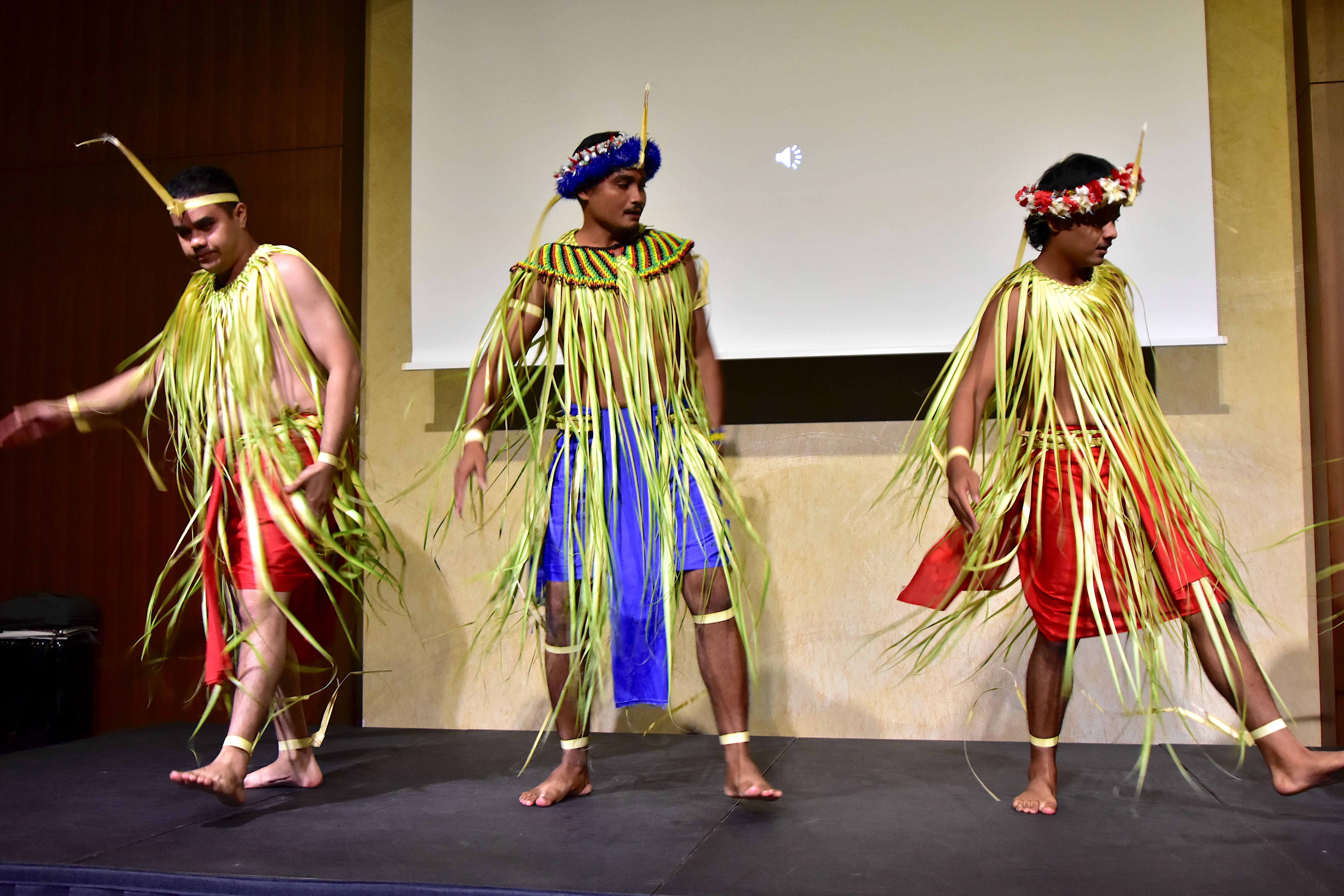 Indigenous Carolinian dancers of the Marianas welcome attendees of the Marianas Seminar organized by the Marianas Visitors Authority on May 14, 2024, in Tokyo, Japan.