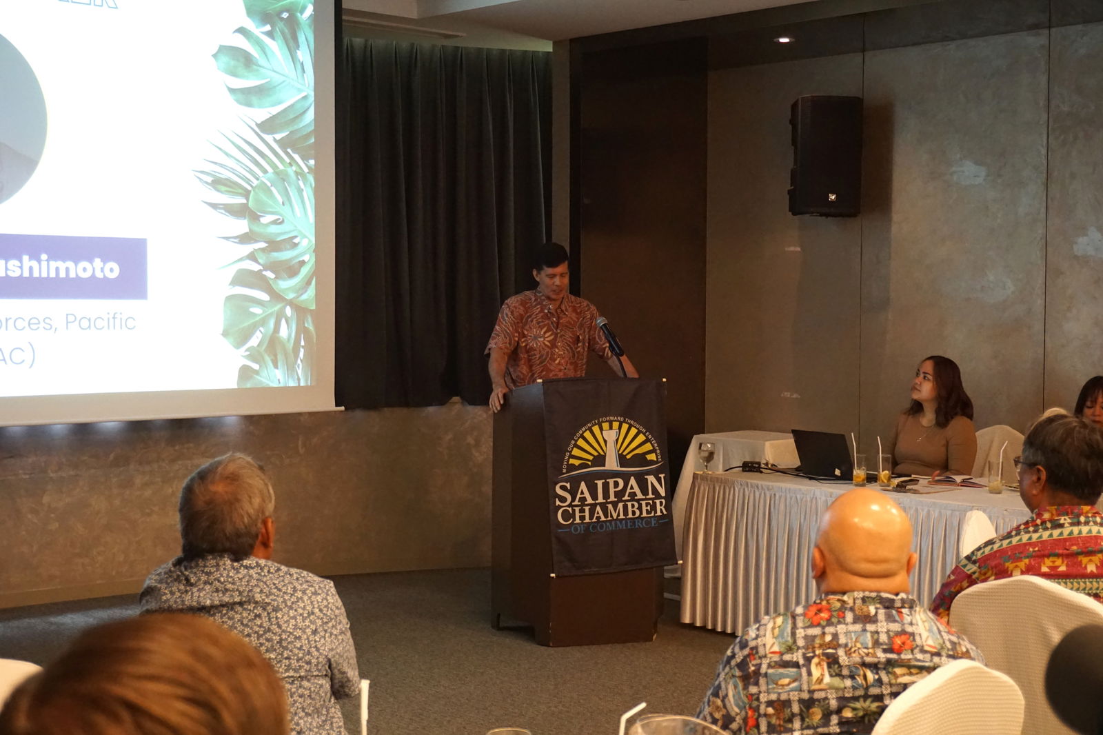 Retired Marine Corps Maj. Gen. Mark Hashimoto was one of the guest speakers of the Saipan Chamber of Commerce during its general membership meeting on Wednesday at Saipan World Resort.