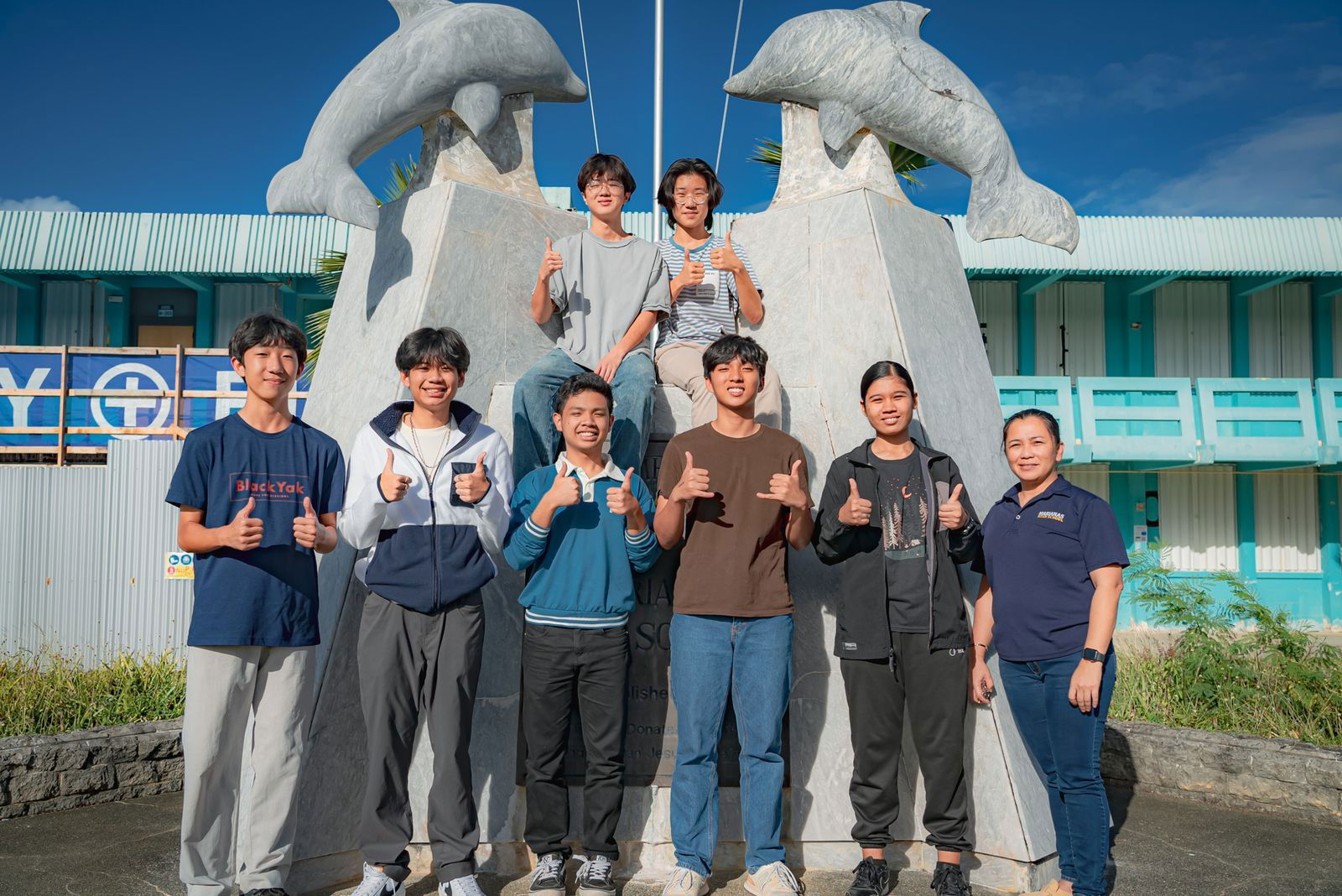 The members of Marianas High School’s Dolphin Aeronautics are Jayden, Gwanpil Son, Jedric Aniciete, Juruel Magtalas, Joseph Victor Jimenez, Anjae Maria Bejerano and trainees Gwanhun Son and Soarin Oh.