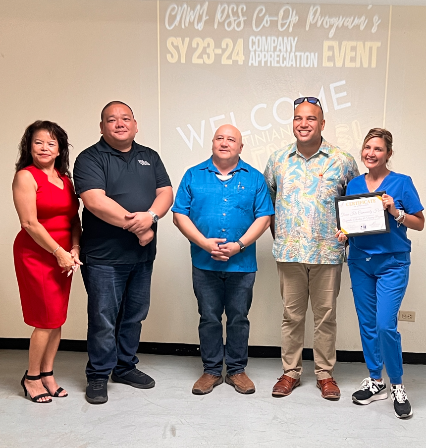 Tinian Isla Community Health was honored by PSS leaders led by Commissioner of Education Dr. Lawrence F. Camacho.