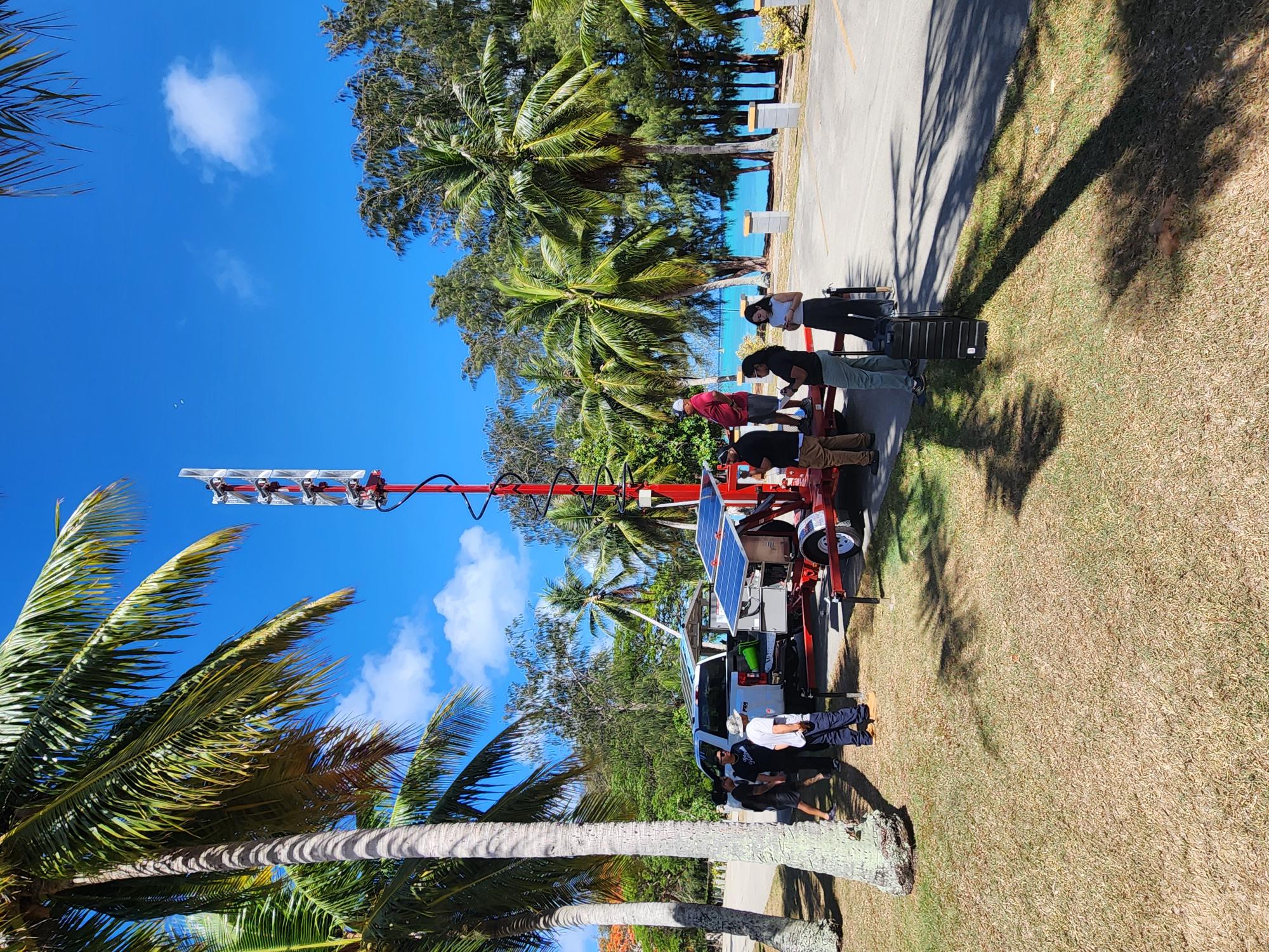 HSEM personnel set up a mobile all-hazard siren at Paupau Beach in San Roque on Wednesday morning.