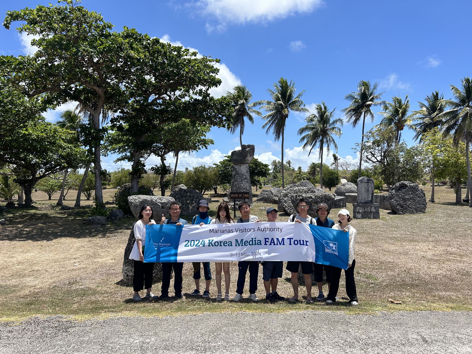 Representatives of eight Korean media outlets visit House of Taga in Tinian to prepare news and entertainment coverage of the destination.  House of Taga is listed on the U.S. National Registry of Historic Places.  The media trip was organized by the Marianas Visitors Authority.