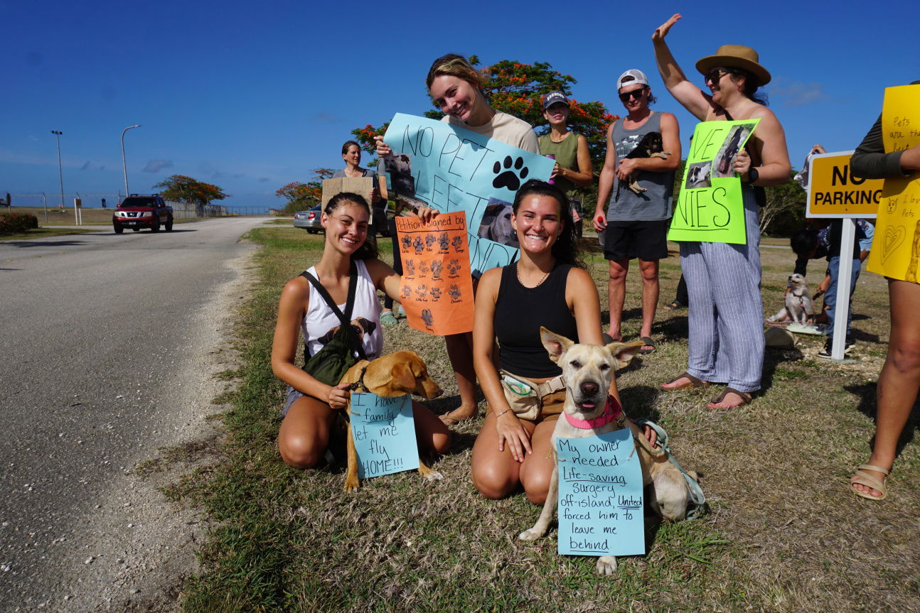 Aria Keilbach. Emily Chmela, Grace Keilbach and other animal welfare activists want United Airlines to provide pet shipping services for the CNMI.