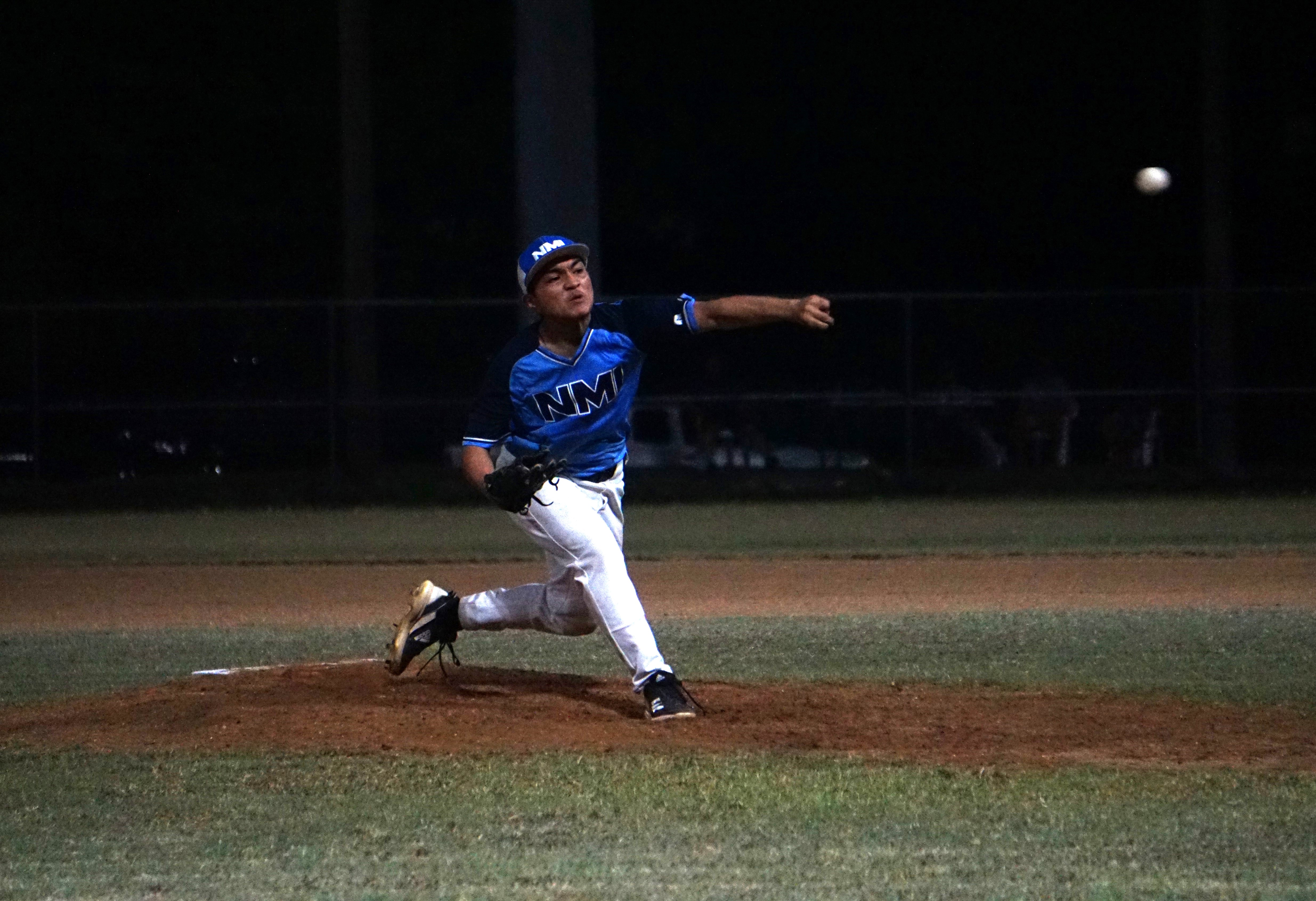 The Blue Jays’ Benji Palacios pitches against the D9er's during a 2024 Tan Holdings Saipan Baseball League game at the Francisco "Tan Ko" Palacios Baseball Field.