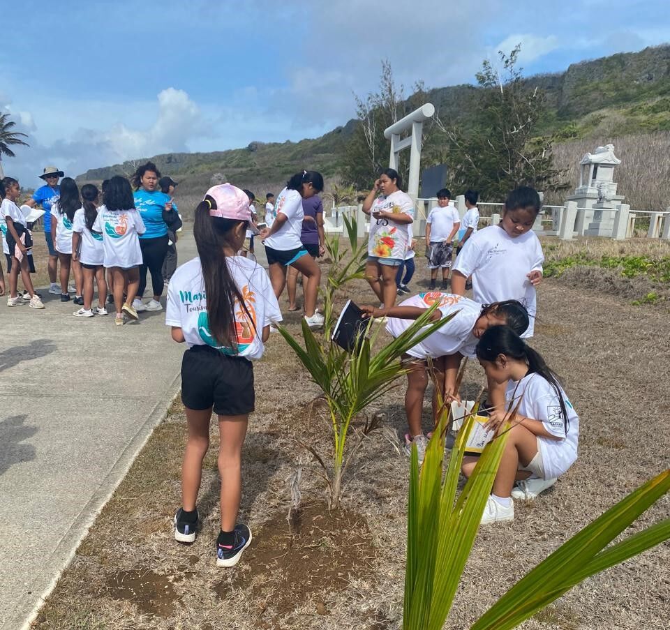 Tinian Elementary School’s third graders learn firsthand about tourism as “Tourists for a Day” on May 23, 2024.  As part of their immersion experience, the students planted trees at the World War II historic Suicide Cliff site.