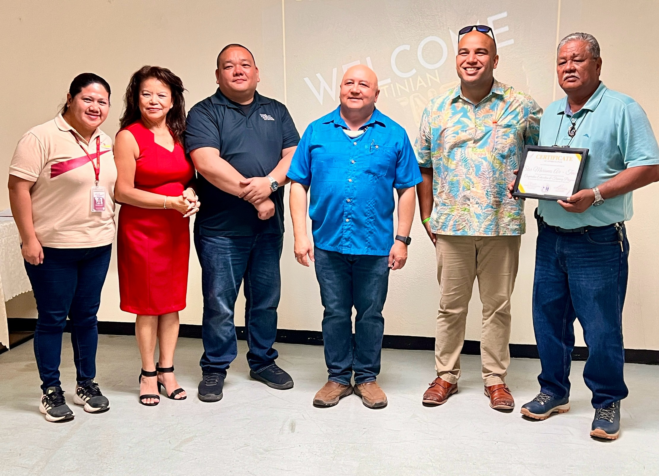Star Marianas Air, the only inter-island airline that serves Tinian, is honored by PSS leaders.