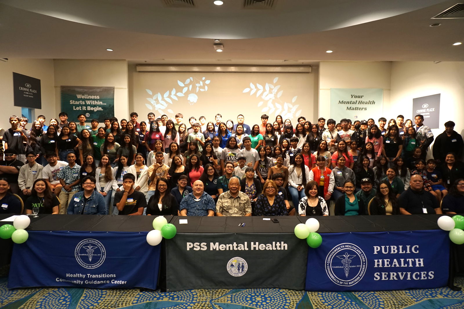 Mental health advocates, middle and high school students and education and CNMI officials led by Lt. Gov. David M. Apatang gather at Crowne Plaza on Thursday for a proclamation signing designating May as Mental Health Awareness and National Adolescent Health Month. 