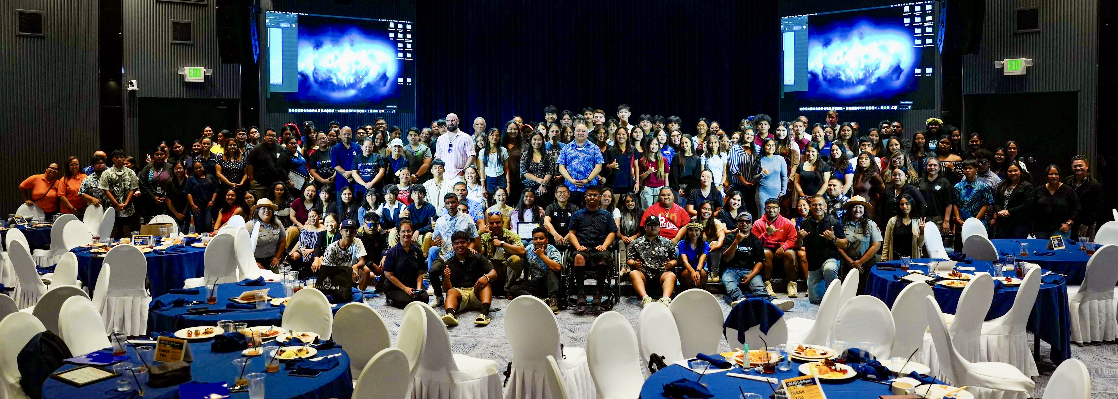 Office heads and representatives of 37 government departments and agencies as well as the private sector pose for a photo with 123 high school student-interns, who were honored by the Public School System in a ceremony led by Commissioner of Education Dr. Lawrence F. Camacho and PSS Cooperative Education Program Coordinator Brandon Nicholas at Kensington on Thursday, May 16.