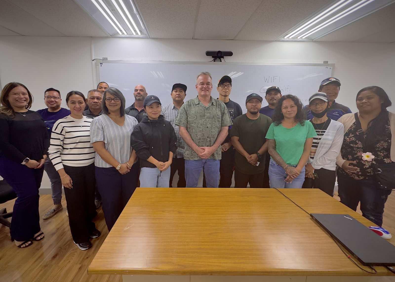 Training participants pose for a group photo with Guam APEX Accelerator Program Manager Boris Hertslet and CNMI SBDC Network Director Nadine Deleon Guerrero.