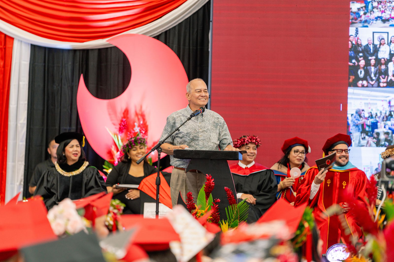 U.S. Congressman Gregorio Kilili Camacho Sablan smiles as he delivers his keynote address.