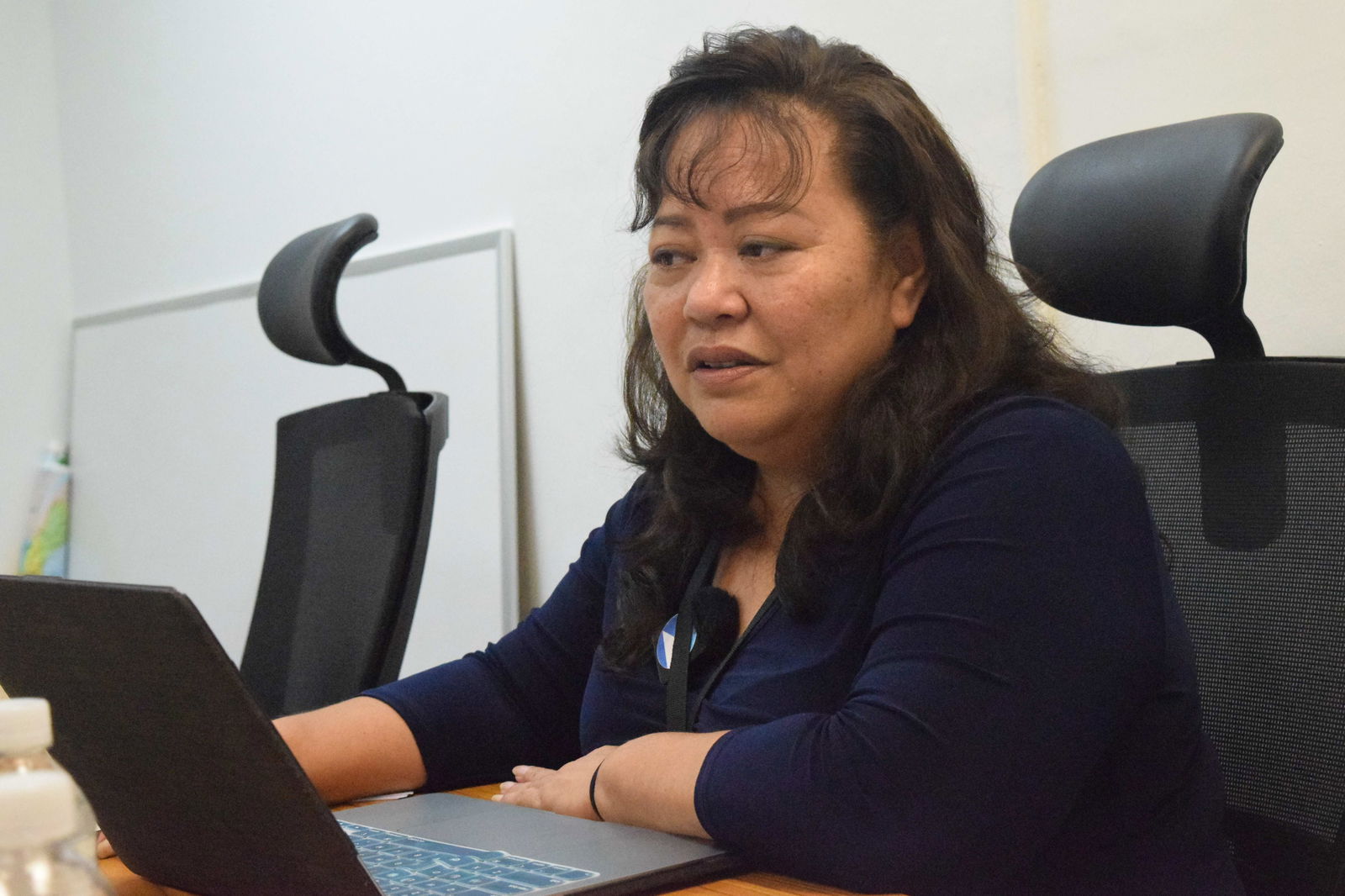 Sen. Celina R. Babauta speaks to reporters during a press conference in her office on Capital Hill, Tuesday.