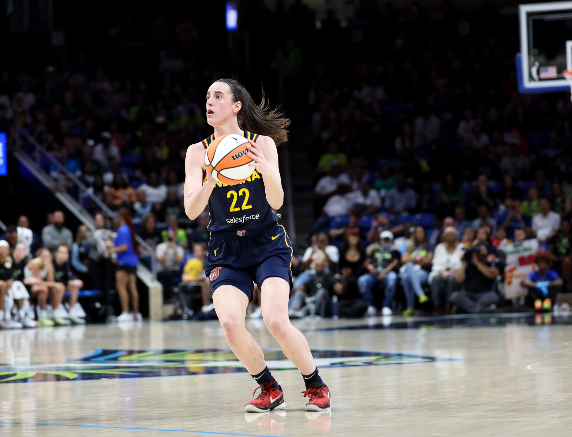 Indiana Fever guard Caitlin Clark (22) in action during the game against the Dallas Wings at College Park Center in Dallas, Texas, May 3, 2024.