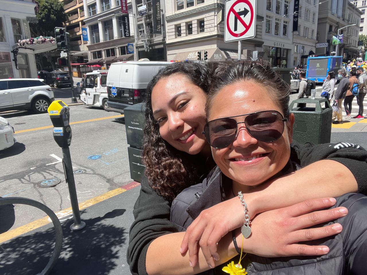 With daughter Sydney Hinds.