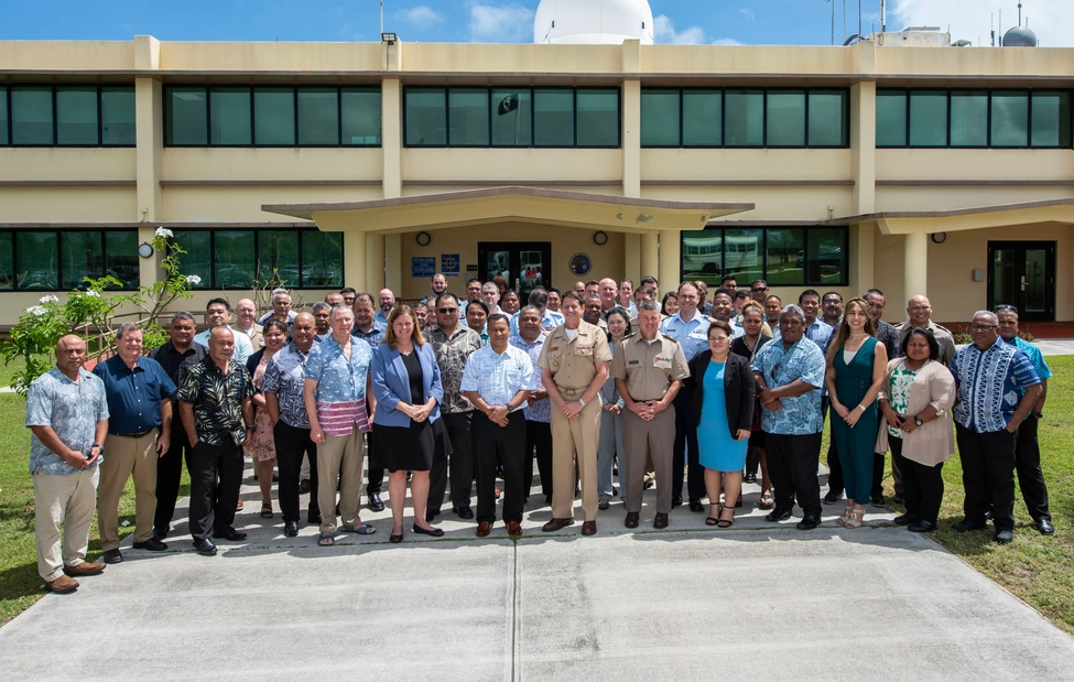 Joint Region Marianas hosted delegates from the Federated States of Micronesia during the FSM Joint Committee Meeting held May 1-2 in the JRM headquarters building in Nimitz Hill. Commander Joint Region Marianas Rear Adm. Greg Huffman led the discussion alongside the FSM Vice President Aren B. Palik and the U.S. Ambassador to the FSM Jennifer Johnson. In attendance were representatives from U.S. Indo-Pacific Command, U.S. Pacific Fleet, FSM national delegates, members of the FSM Congress, as well as state leaders and representatives from Chuuk, Pohnpei, Yap and Kosrae.