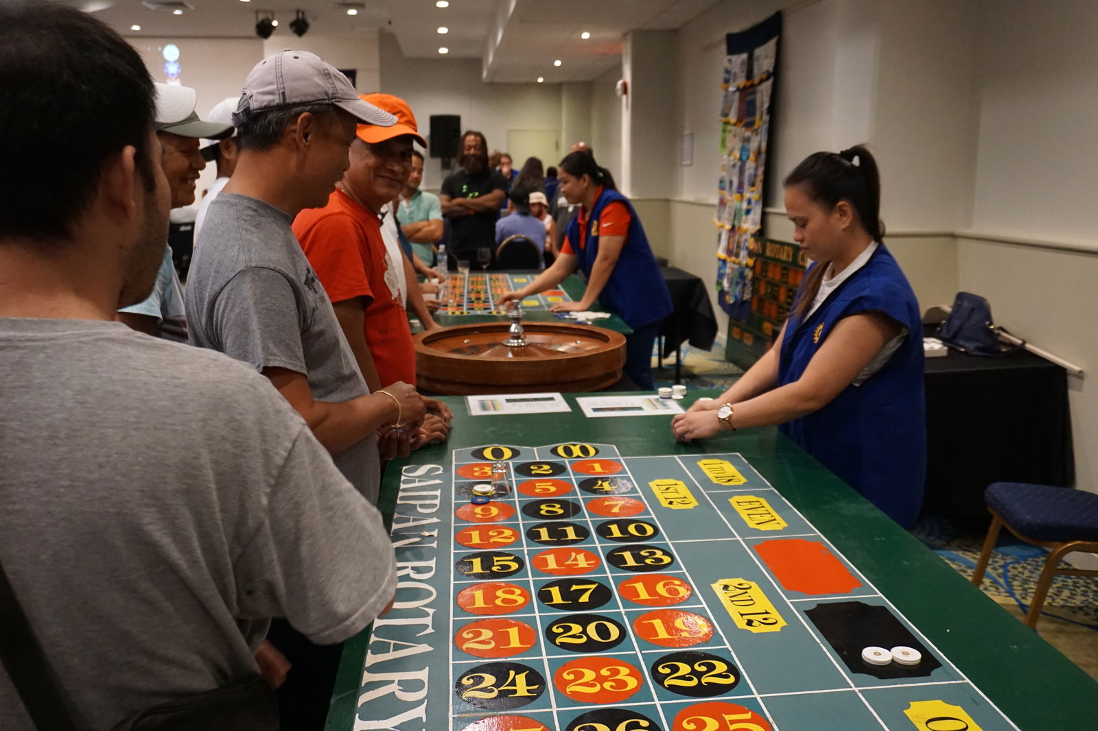 Community members place their bets on the roulette table during the Saipan Rotary Club’s Las Vegas Night fundraising event on May 11 at the Crowne Plaza Resort. 